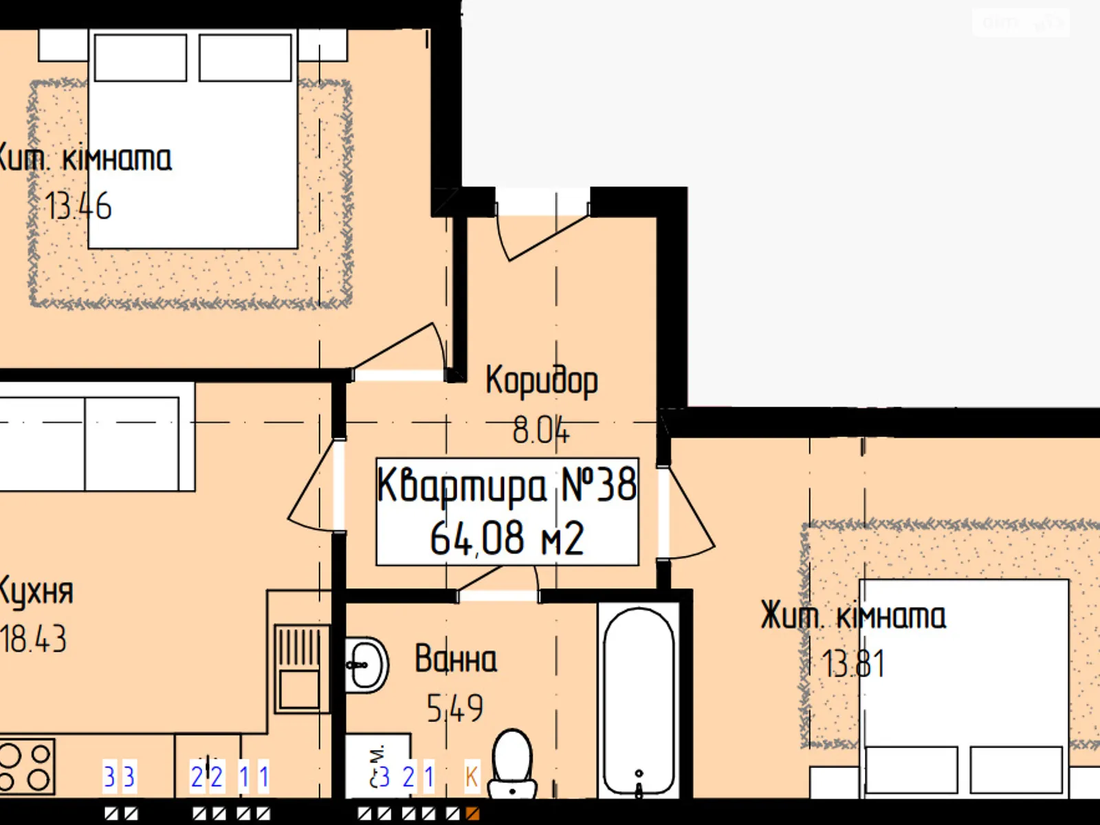 Продается 2-комнатная квартира 64 кв. м в Ужгороде, ул. Загорская, 188 - фото 1