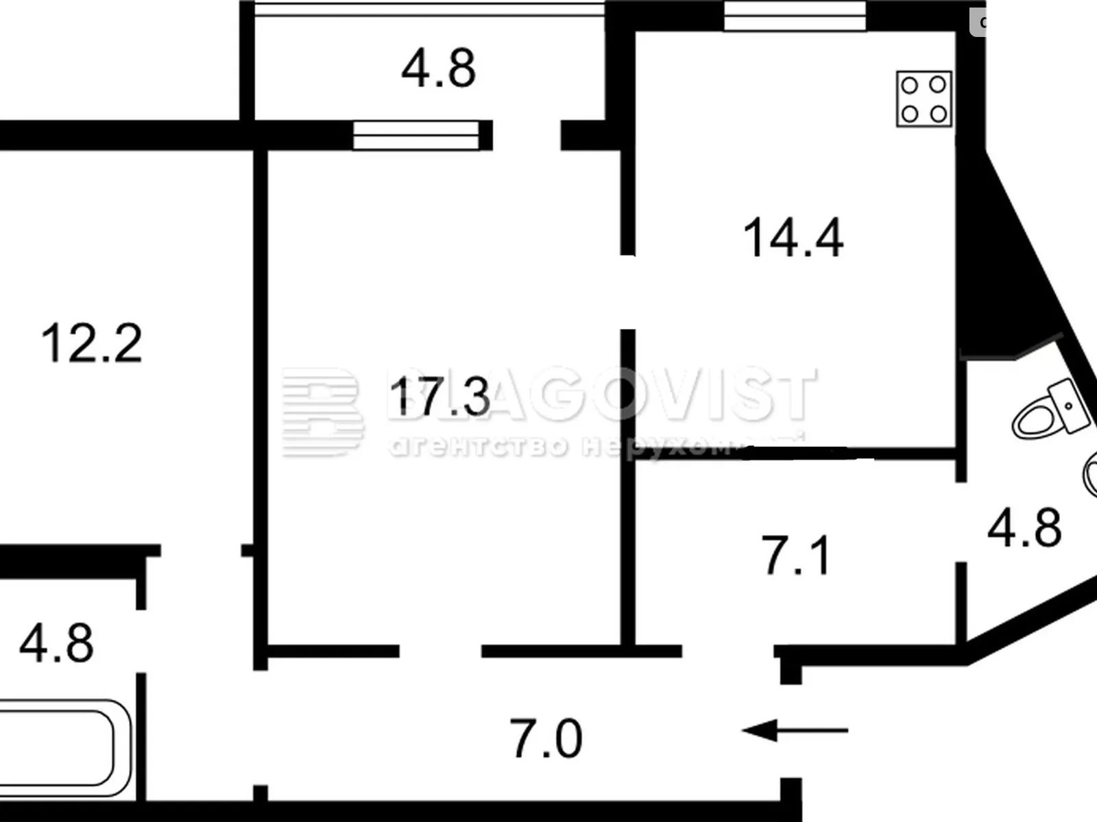 Продается 2-комнатная квартира 73.3 кв. м в Киеве - фото 2