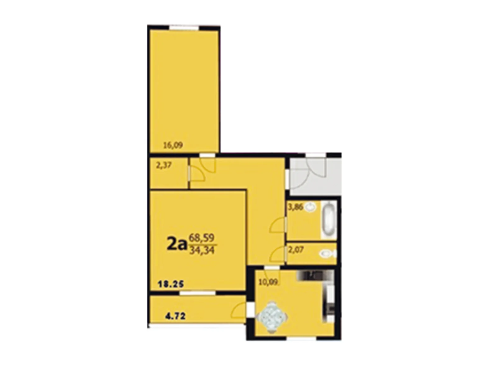 Продается 2-комнатная квартира 68.59 кв. м в Хмельницком, ул. Озерная, 6/1 - фото 1