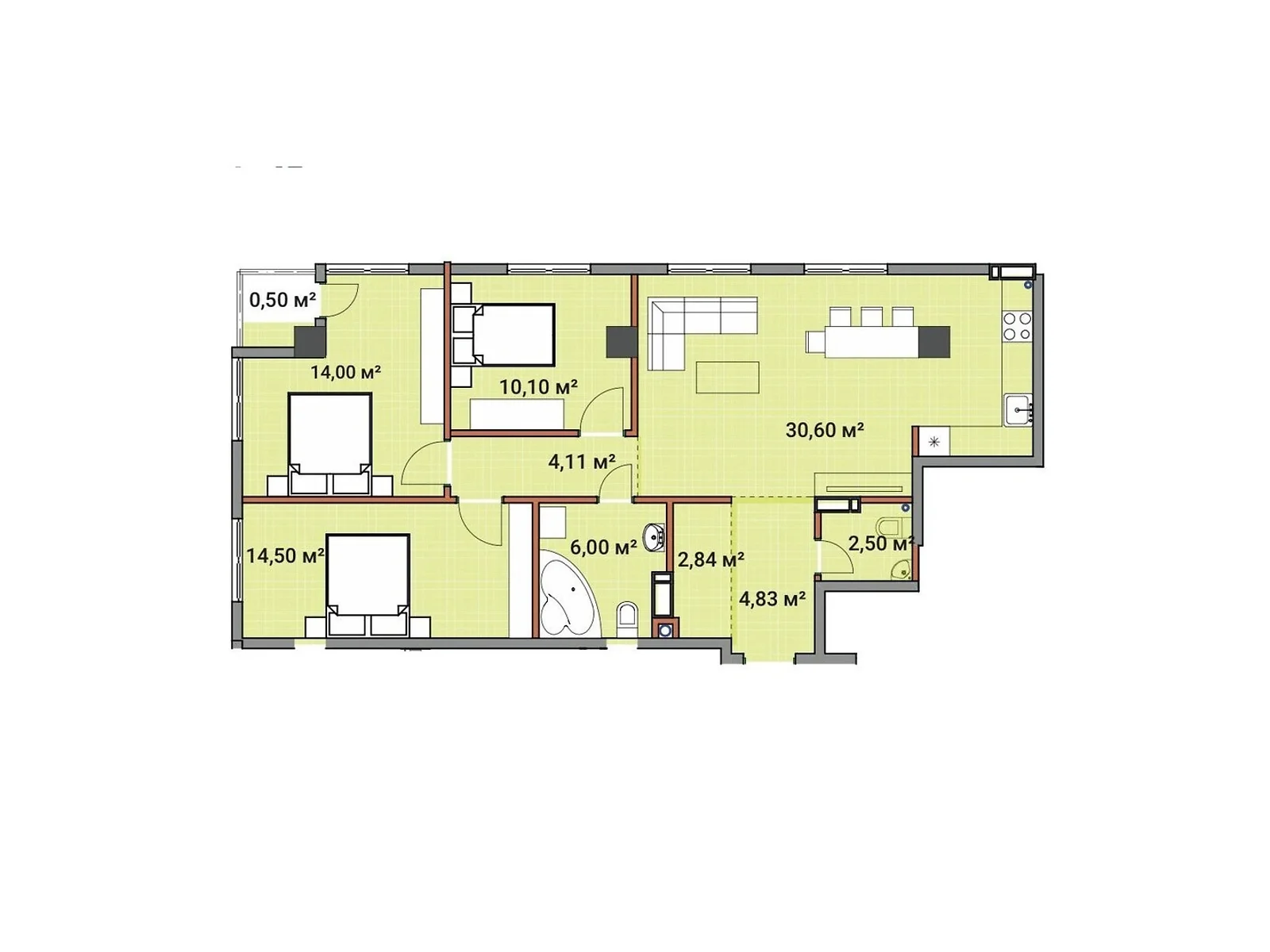 Продается 3-комнатная квартира 85 кв. м в Ивано-Франковске, ул. Целевича Юлиана, 28 - фото 1