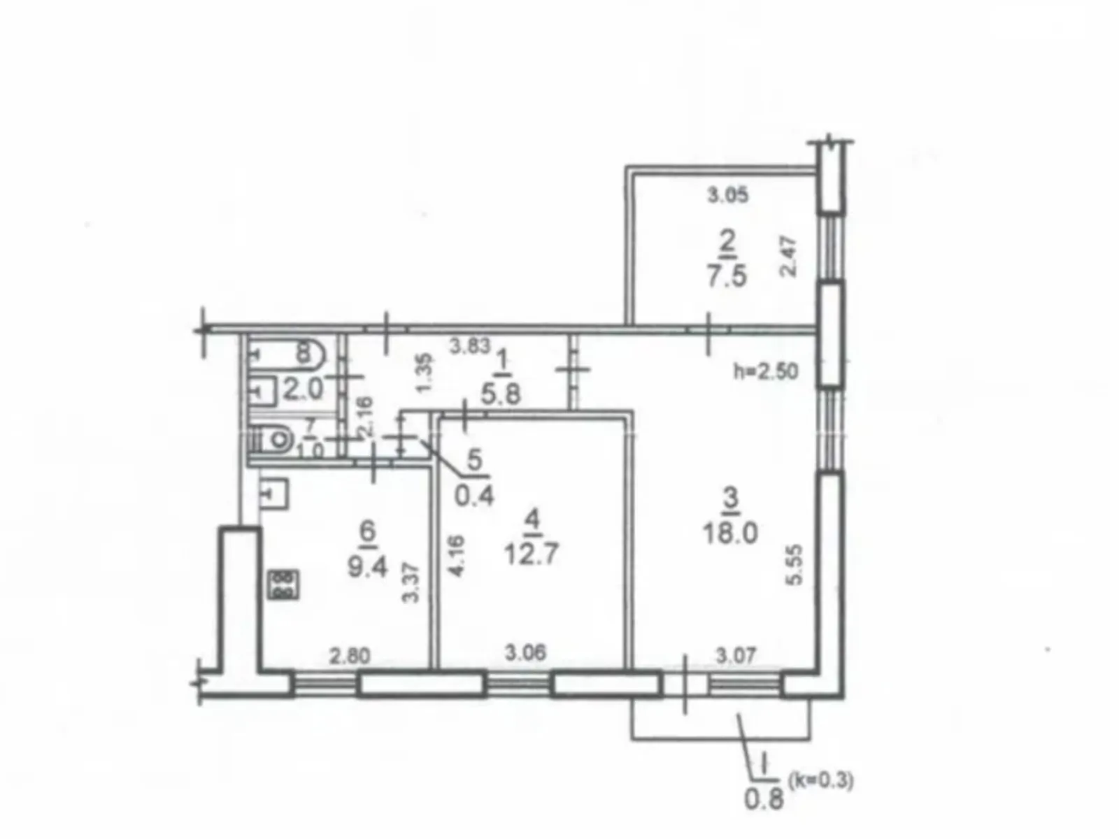 Продается 3-комнатная квартира 57.7 кв. м в Днепре, цена: 50000 $ - фото 1