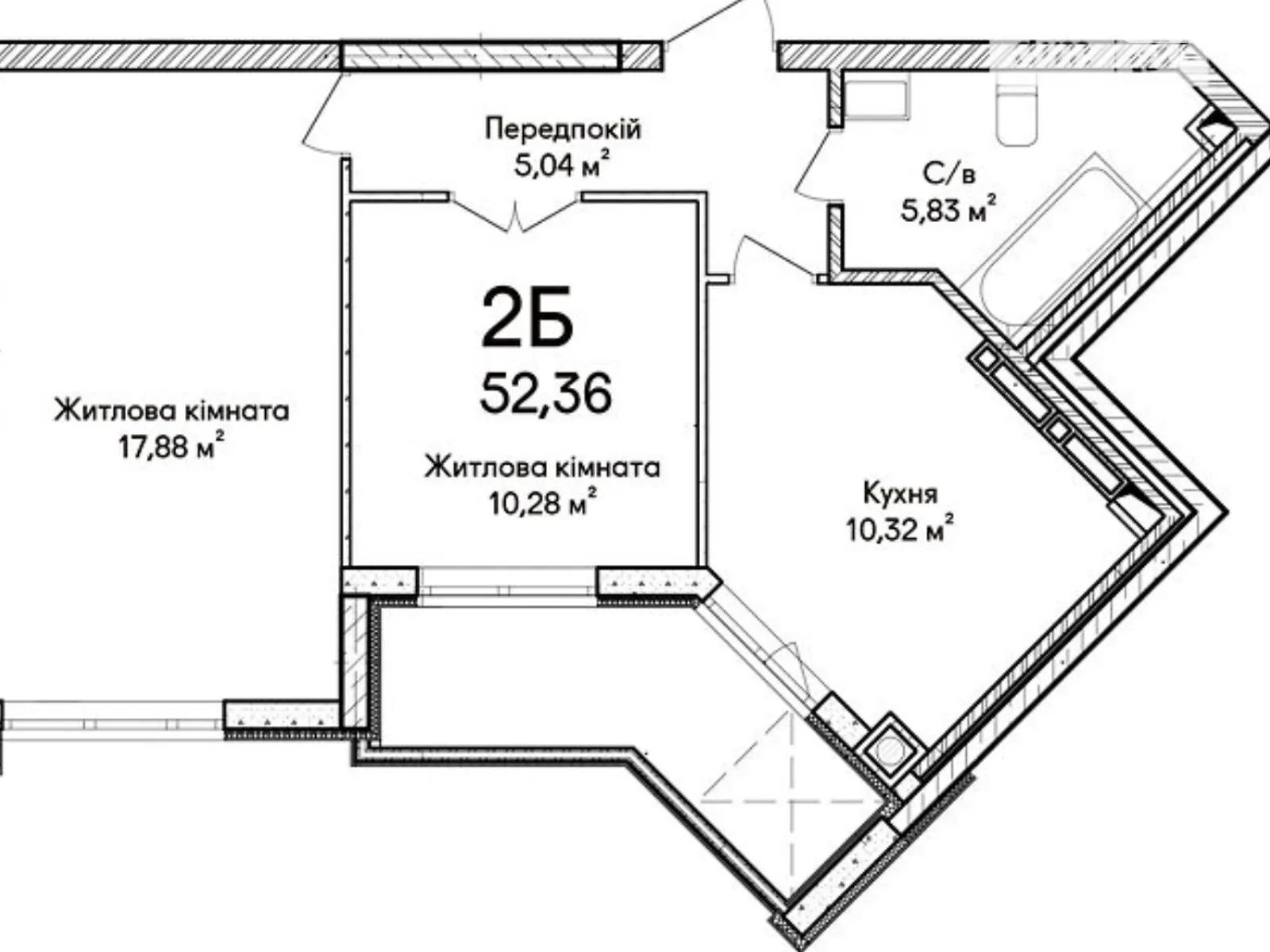 Продается 2-комнатная квартира 52.36 кв. м в  - фото 2