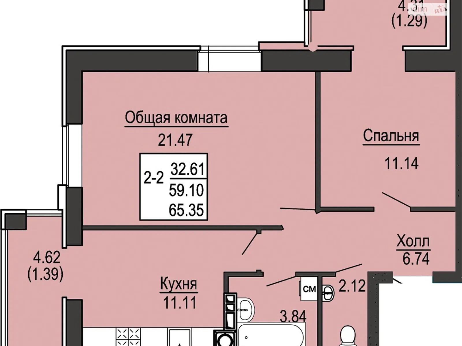 Продается 2-комнатная квартира 66 кв. м в Софиевской Борщаговке, просп. Героев Небесной Сотни, 26/16 - фото 1