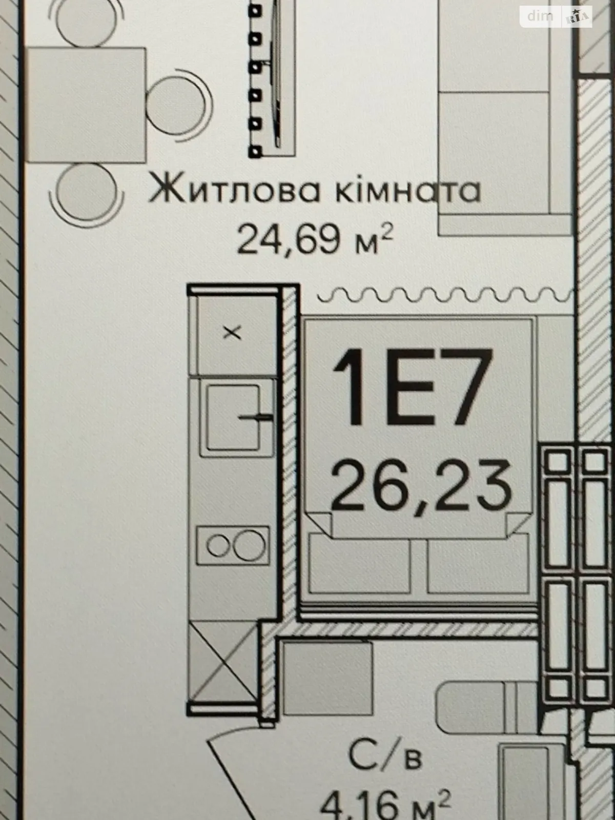 Продається 1-кімнатна квартира 26.7 кв. м у Ірпені, вул. Кобилянської Ольги, 12 - фото 1