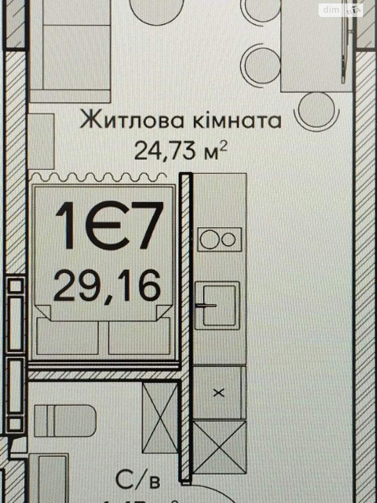 Продається 1-кімнатна квартира 29.7 кв. м у Ірпені, вул. Кобилянської Ольги, 12 - фото 1
