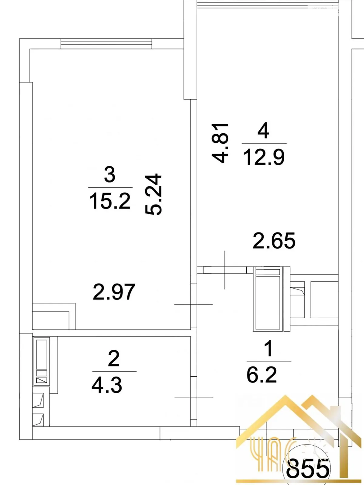 Продается 1-комнатная квартира 38.6 кв. м в Чабанах - фото 2