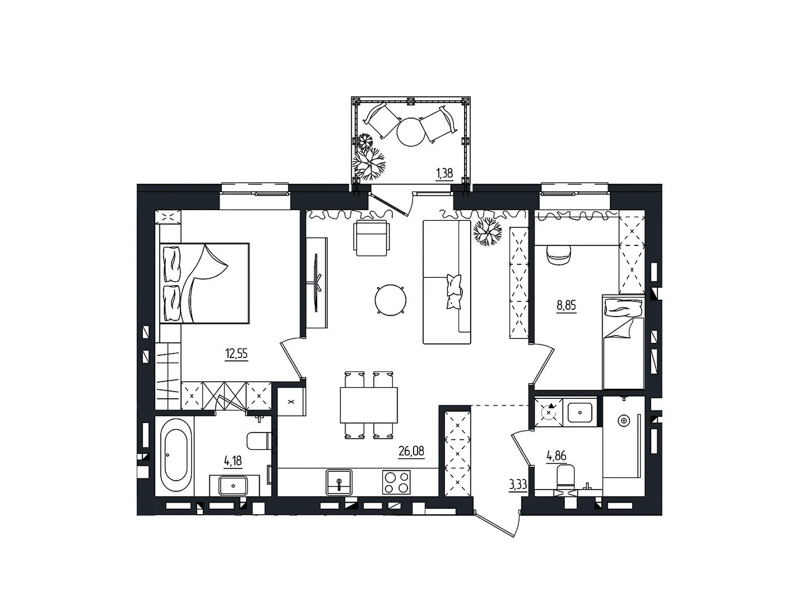 Продается 2-комнатная квартира 61.23 кв. м в Квасилове - фото 1