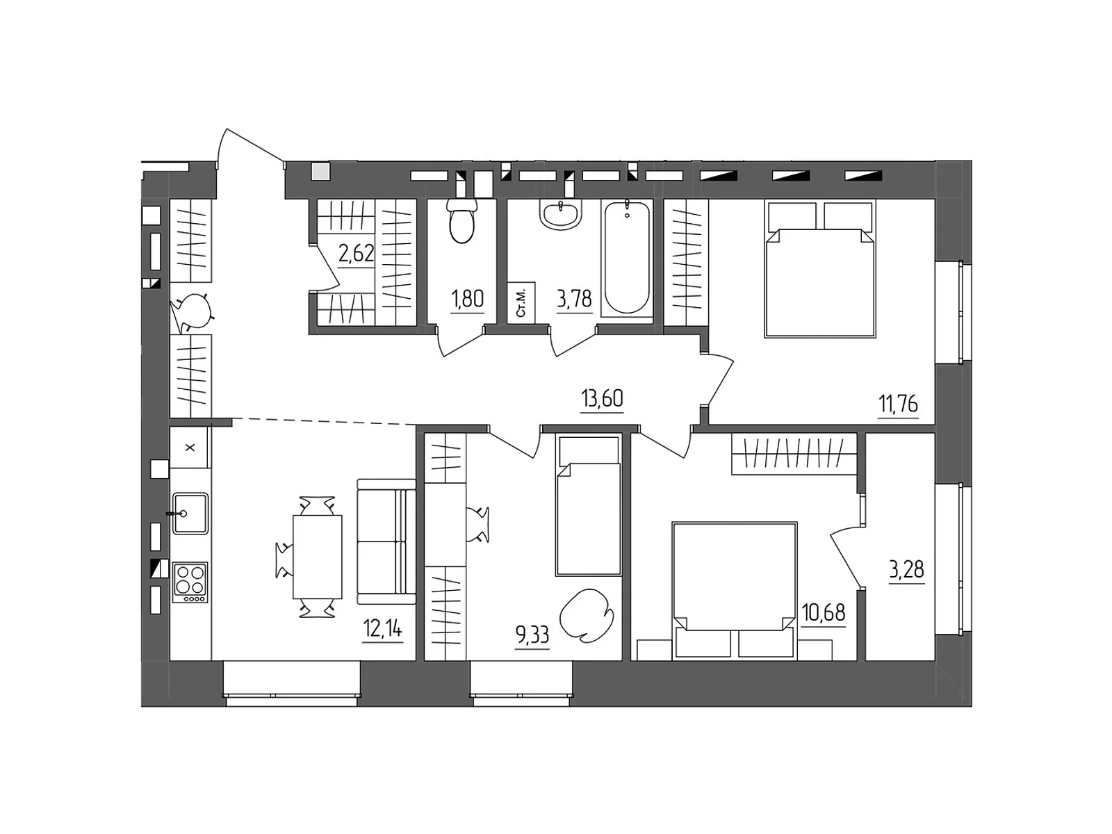 Продается 3-комнатная квартира 68.99 кв. м в Ровно, ул. Белая - фото 1