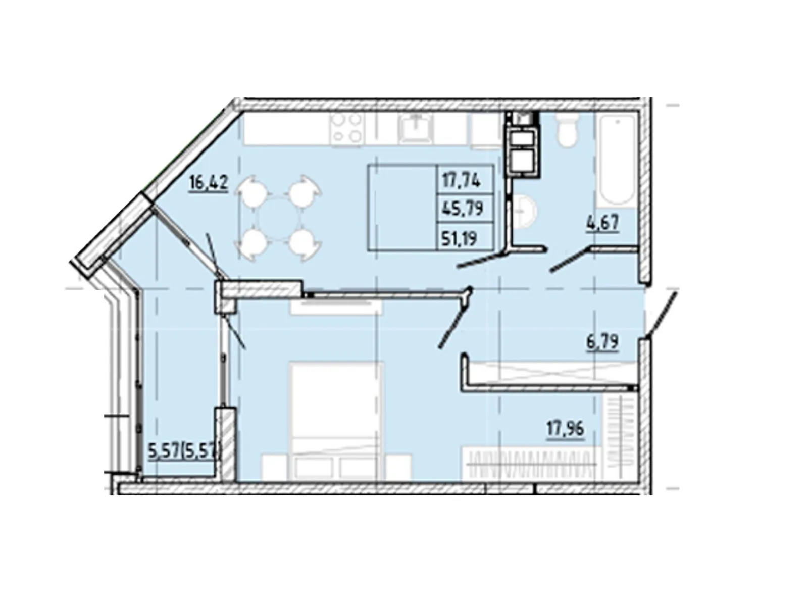 Продается 1-комнатная квартира 51.19 кв. м в Одессе - фото 2