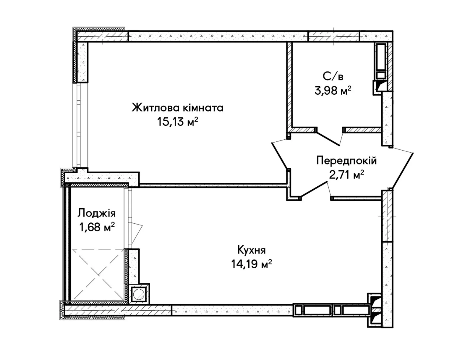 Продається 1-кімнатна квартира 37 кв. м у Ірпені, вул. Ольги Кобилянської(Достоєвського) - фото 1