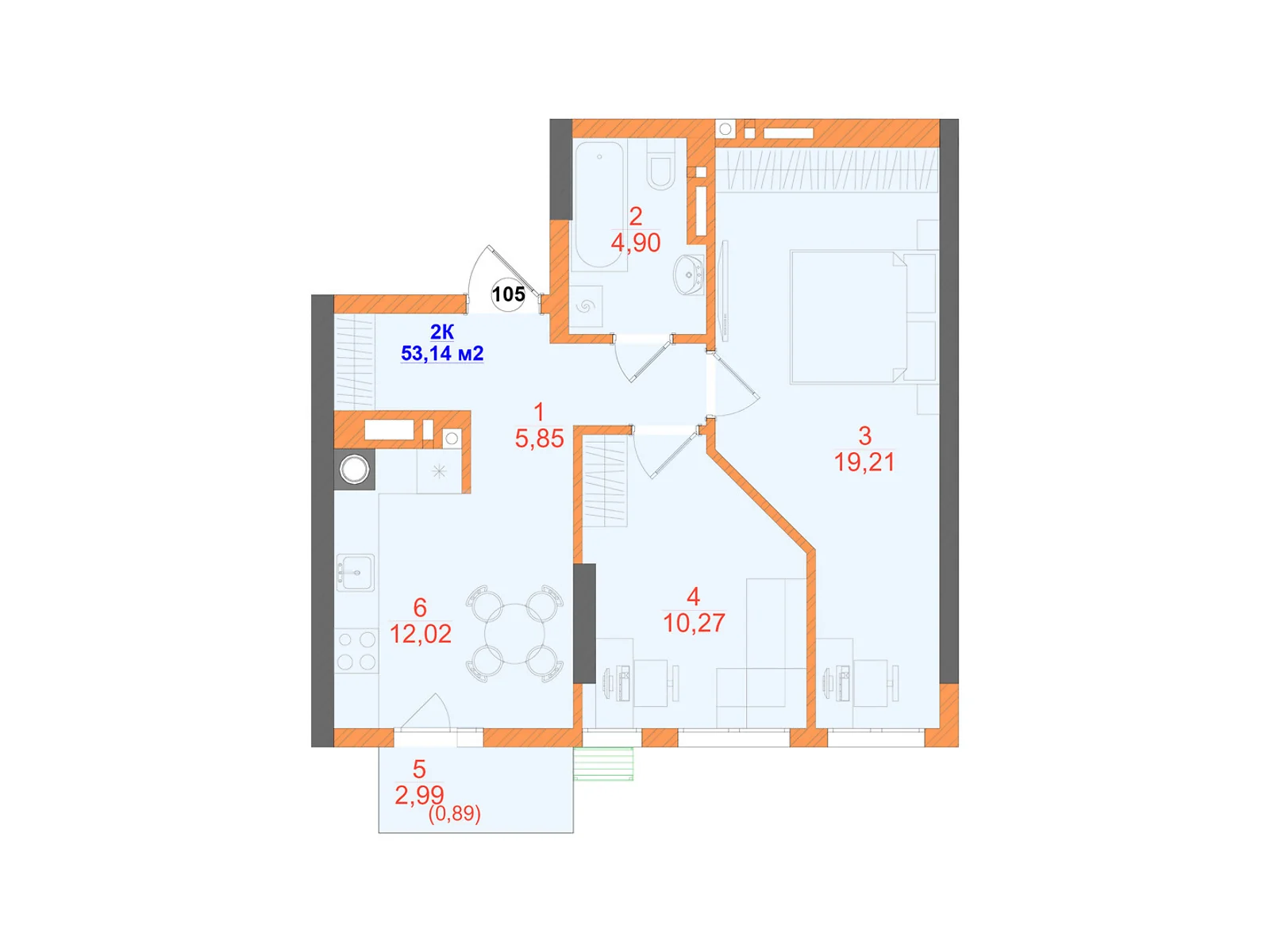 Продается 2-комнатная квартира 53.14 кв. м в Черновцах - фото 1