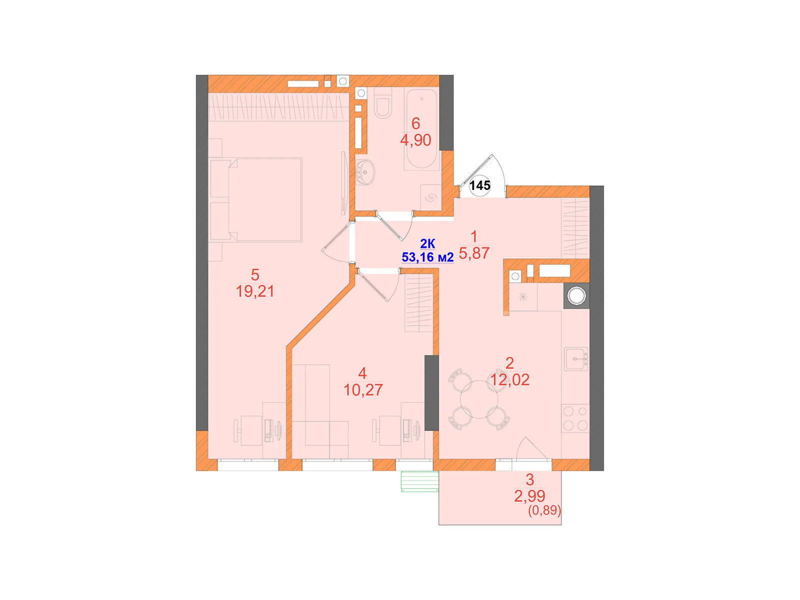Продается 2-комнатная квартира 53.16 кв. м в Черновцах, ул. Олексы Алмазова(Кутузова Михаила фельдмаршала), 4 - фото 1