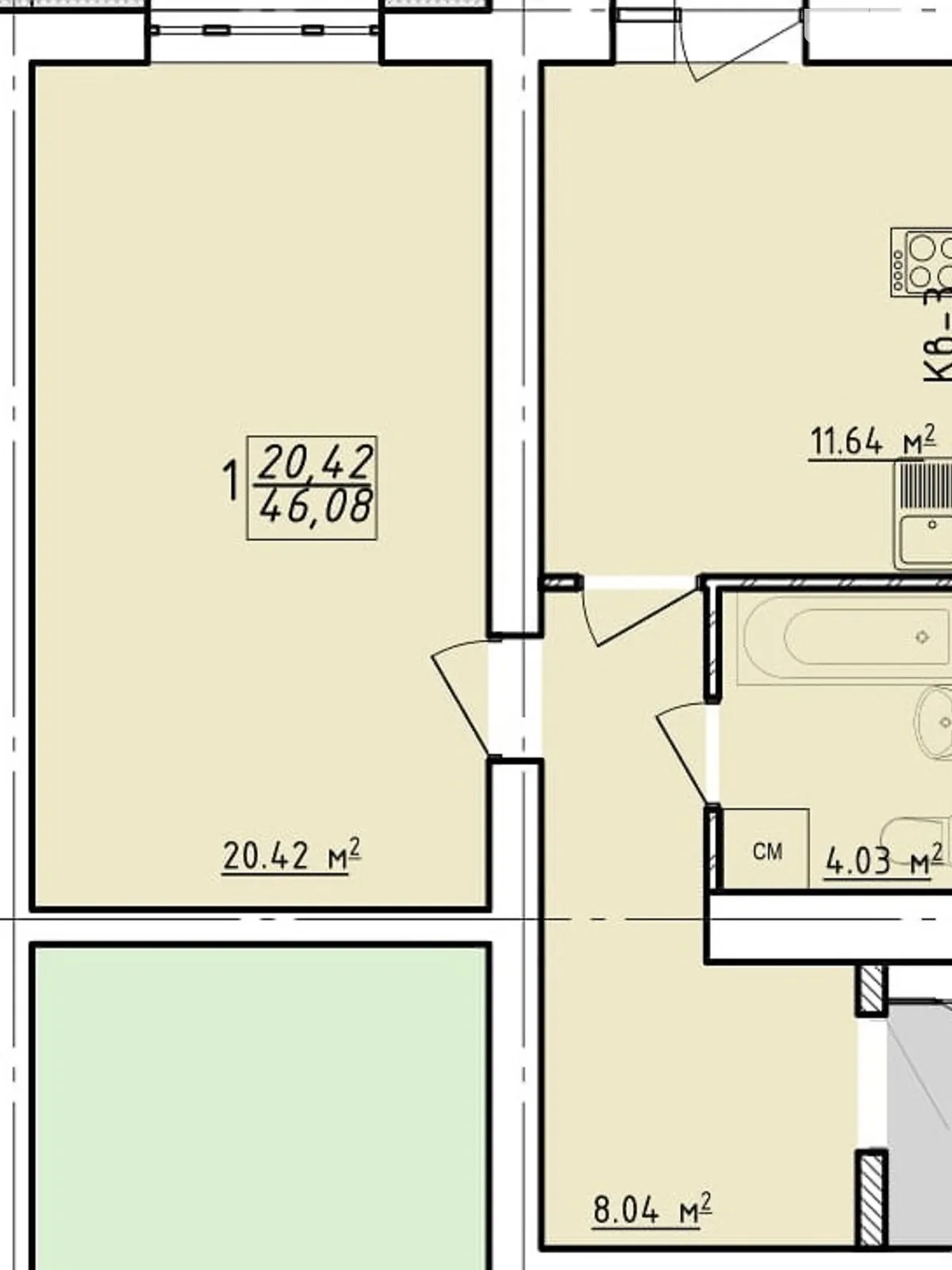 Продается 1-комнатная квартира 46 кв. м в Харькове, ул. Заливная, 12 - фото 1
