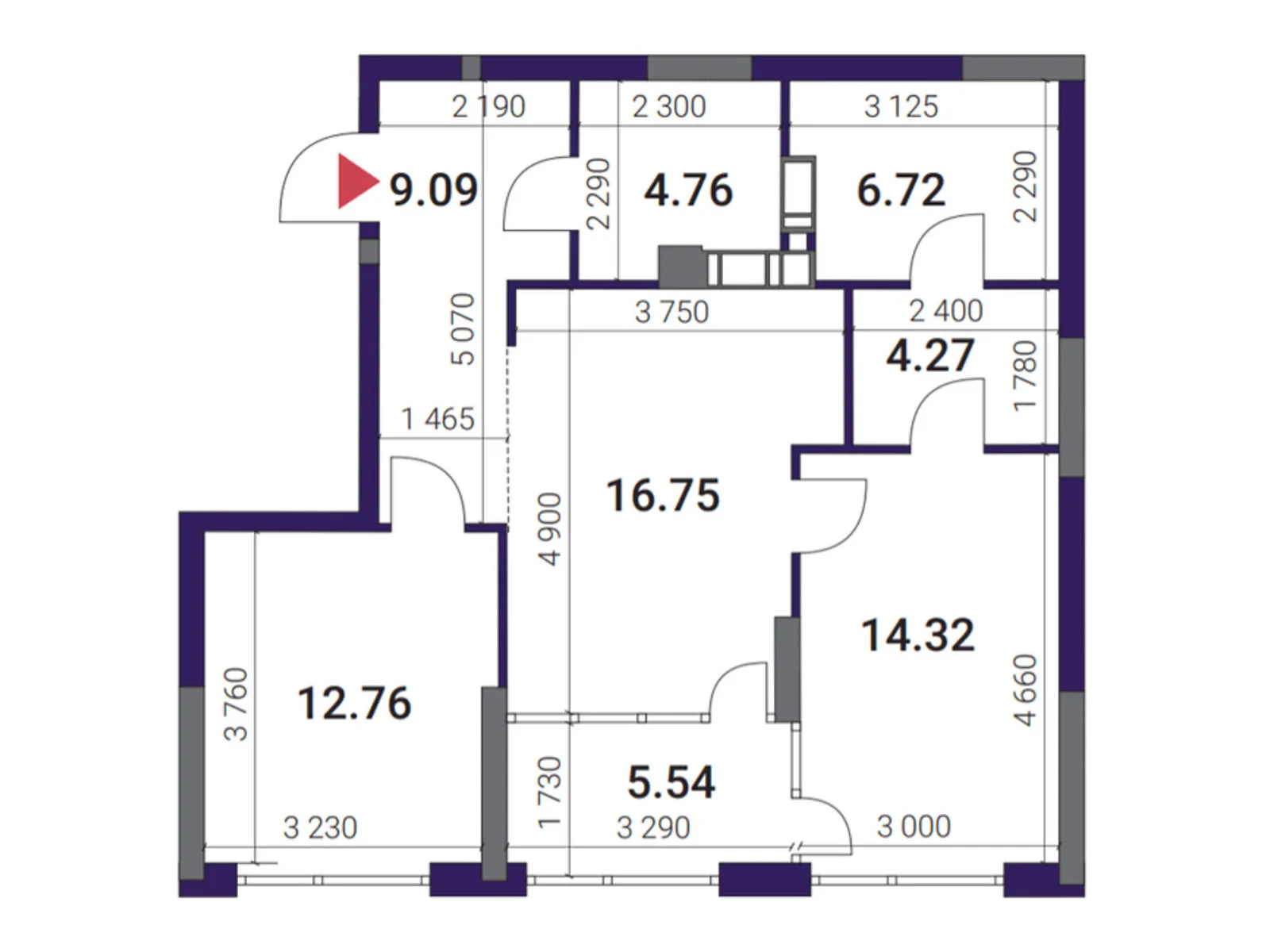 Продается 2-комнатная квартира 74.21 кв. м в Киеве, наб. Днепровская - фото 1