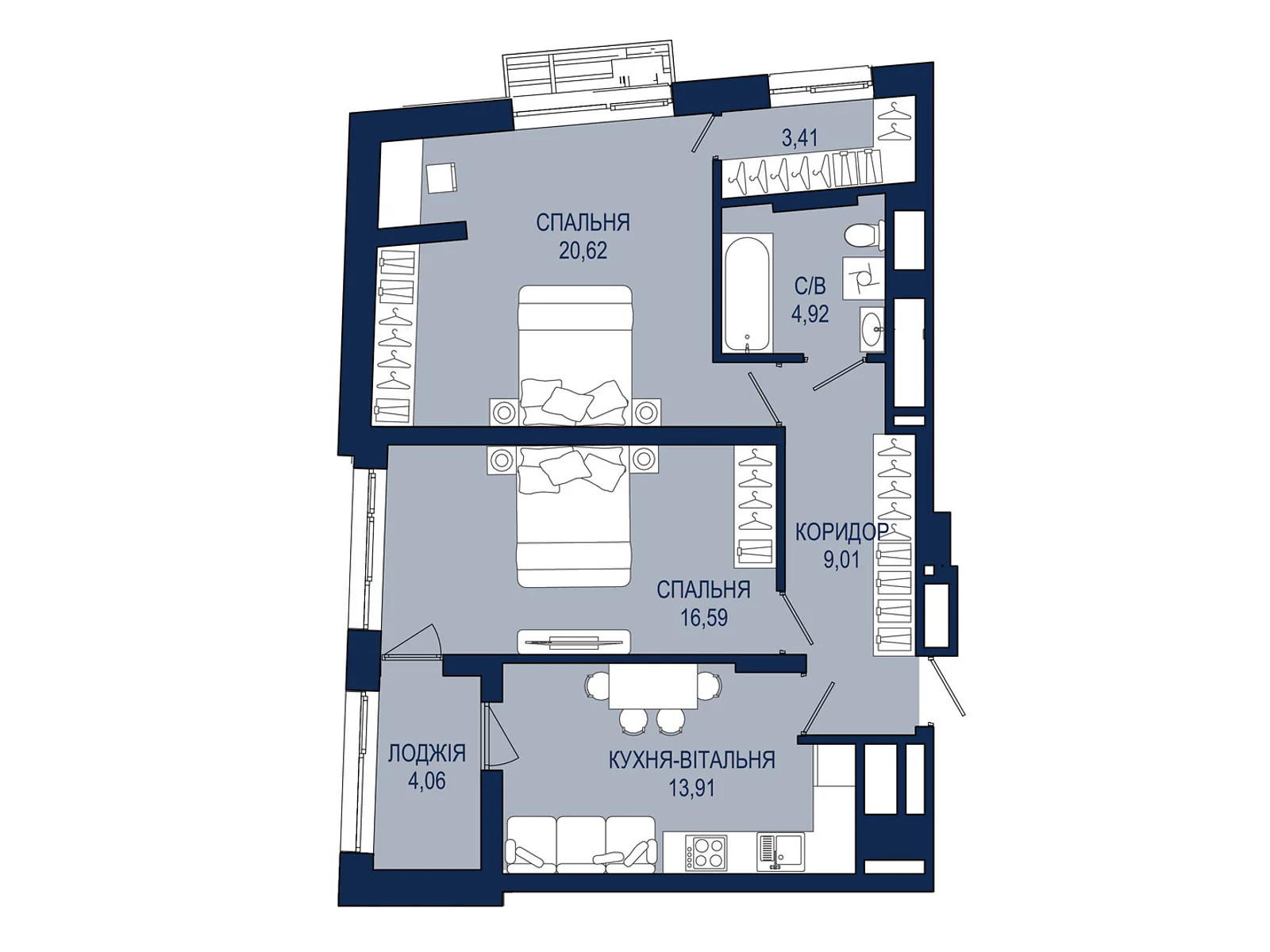 Продається 2-кімнатна квартира 62.54 кв. м у Львові, вул. Княгині Ольги, 120 - фото 1