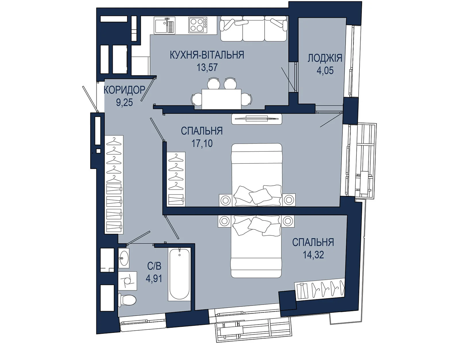 Продається 2-кімнатна квартира 63.2 кв. м у Львові, цена: 101120 $ - фото 1
