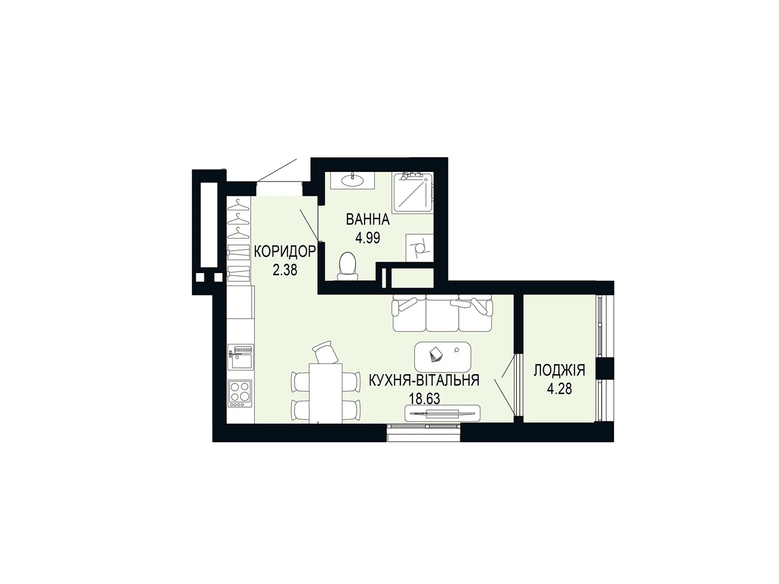 Продается 1-комнатная квартира 30.28 кв. м в Львове, ул. Щурата - фото 1