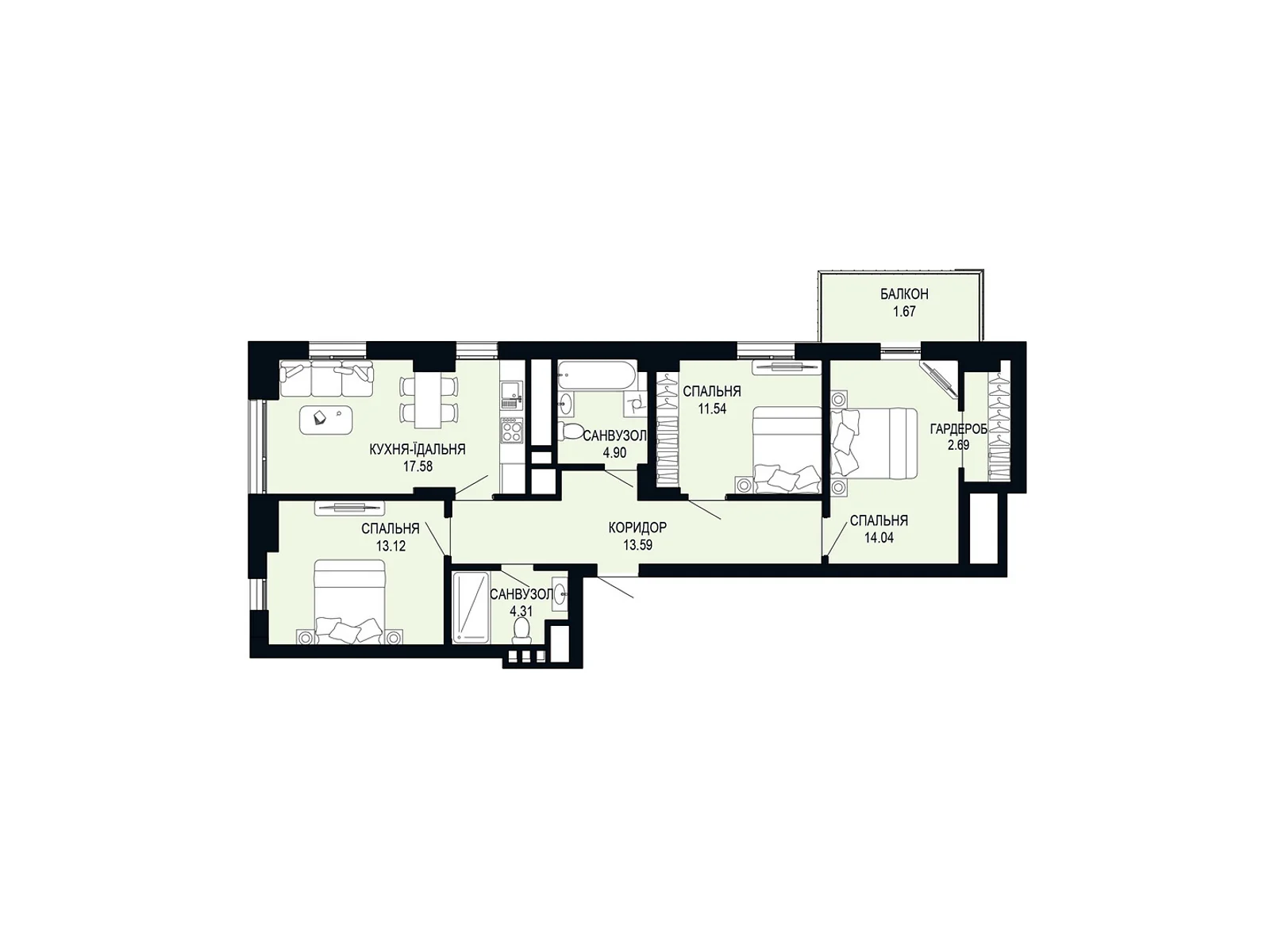 Продается 3-комнатная квартира 83.44 кв. м в Львове, ул. Щурата - фото 1