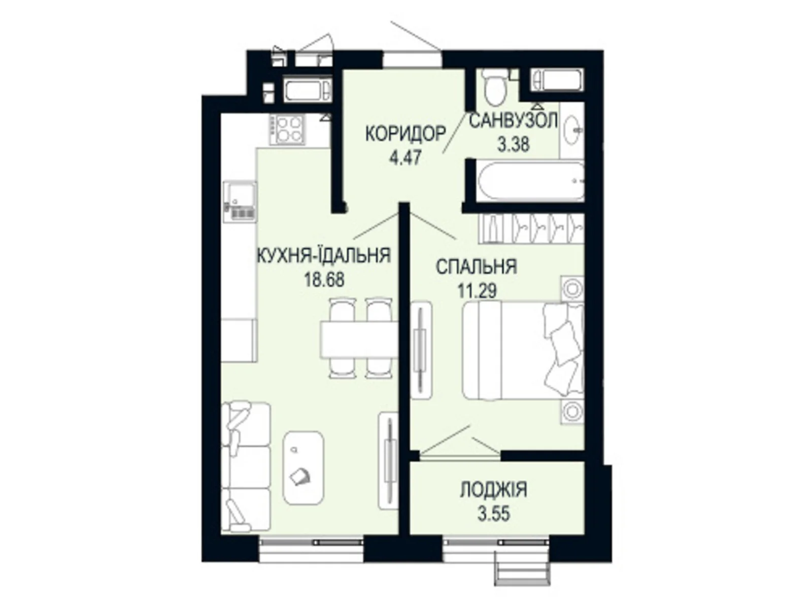 Продається 1-кімнатна квартира 41.37 кв. м у Львові, вул. Щурата - фото 1