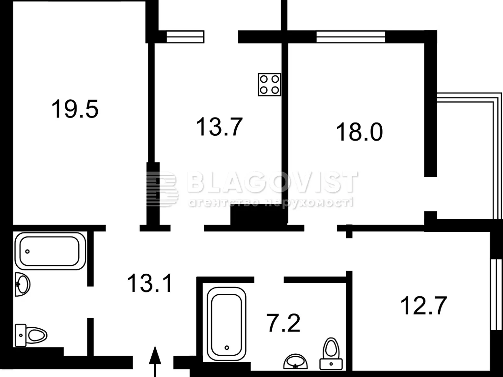 Продається 3-кімнатна квартира 96 кв. м у Києві, вул. Воскресенська, 18 - фото 1