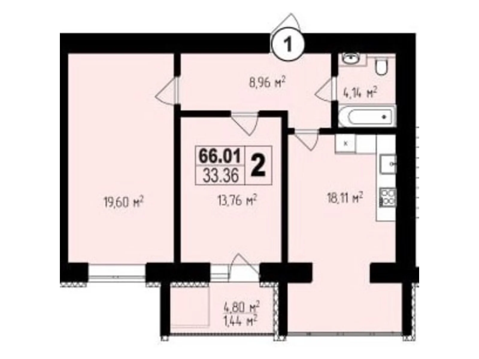 Продается 2-комнатная квартира 66.01 кв. м в Хмельницком, ул. Проскуровского Подполья, 131/2 - фото 1