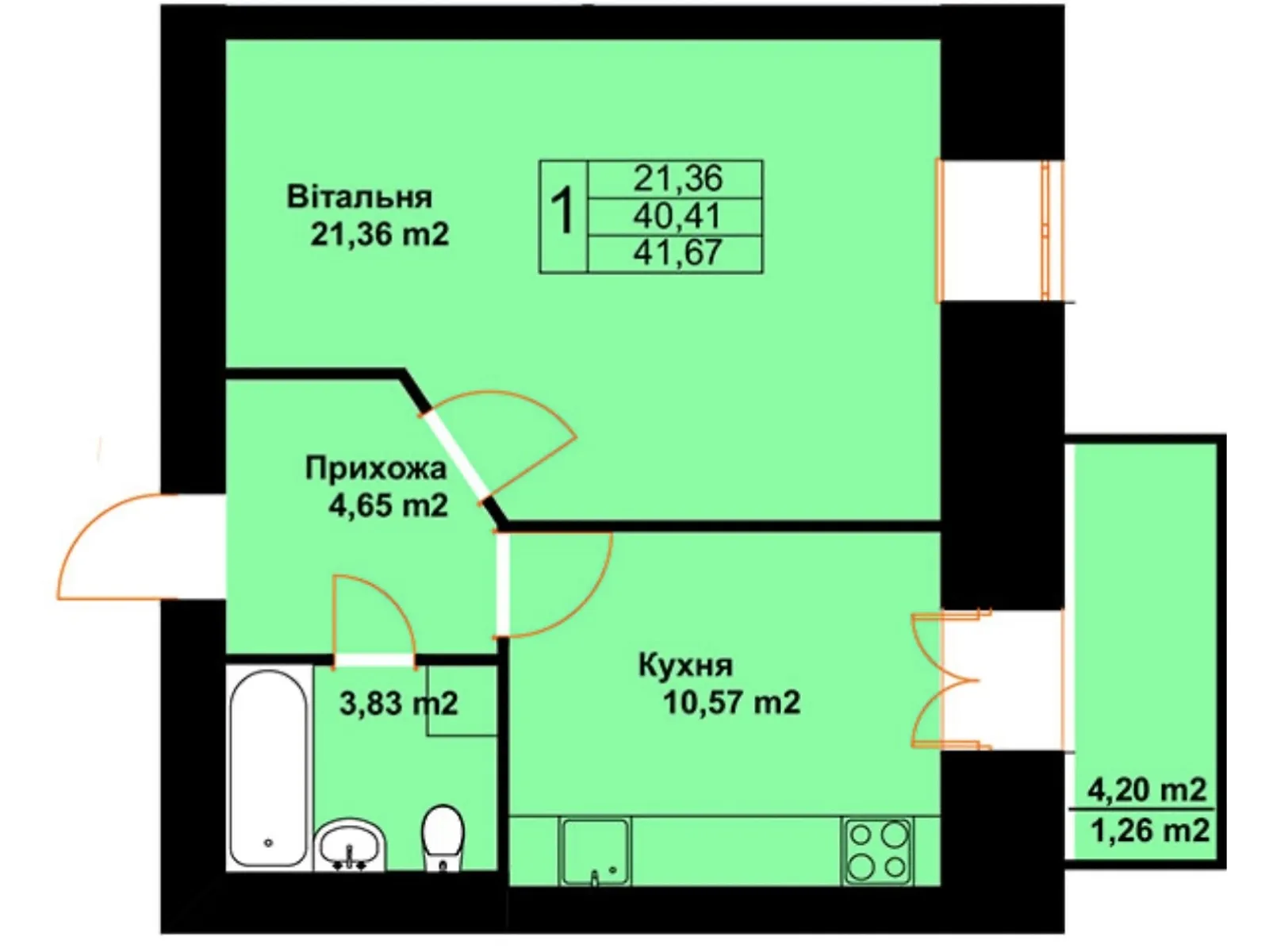 Продається 1-кімнатна квартира 41.6 кв. м у Чорткові, цена: 22464 $ - фото 1