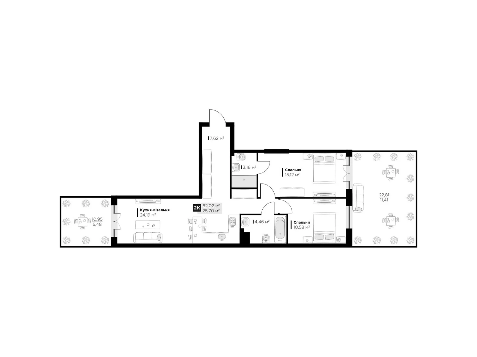 Продається 2-кімнатна квартира 82.02 кв. м у Винниках, вул. Галицька - фото 1