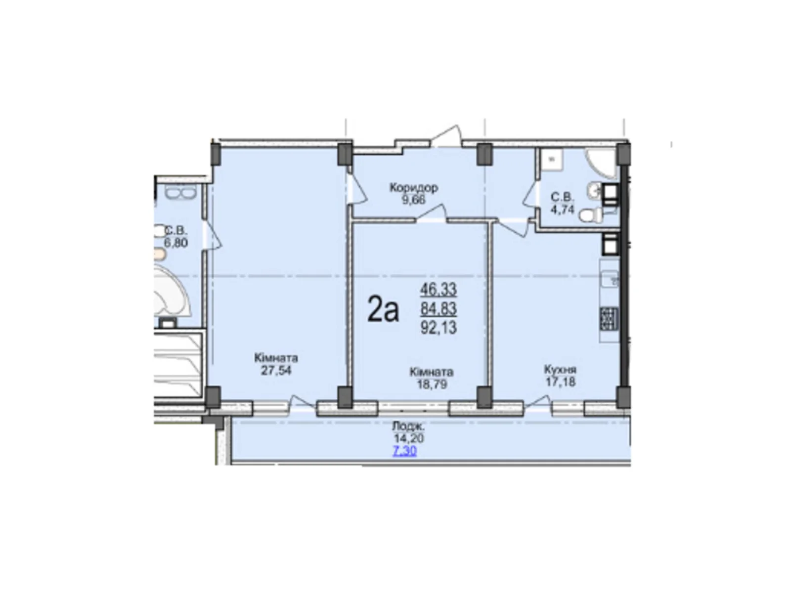 Продается 2-комнатная квартира 87.98 кв. м в Черкассах, бул. Шевченко, 202 - фото 1