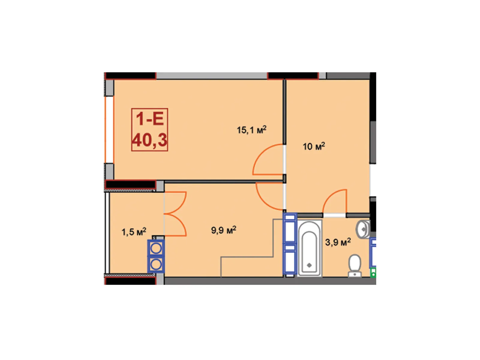 Продається 1-кімнатна квартира 40.3 кв. м у Ірпені, вул. Університетська(Карла Маркса), 1Т - фото 1
