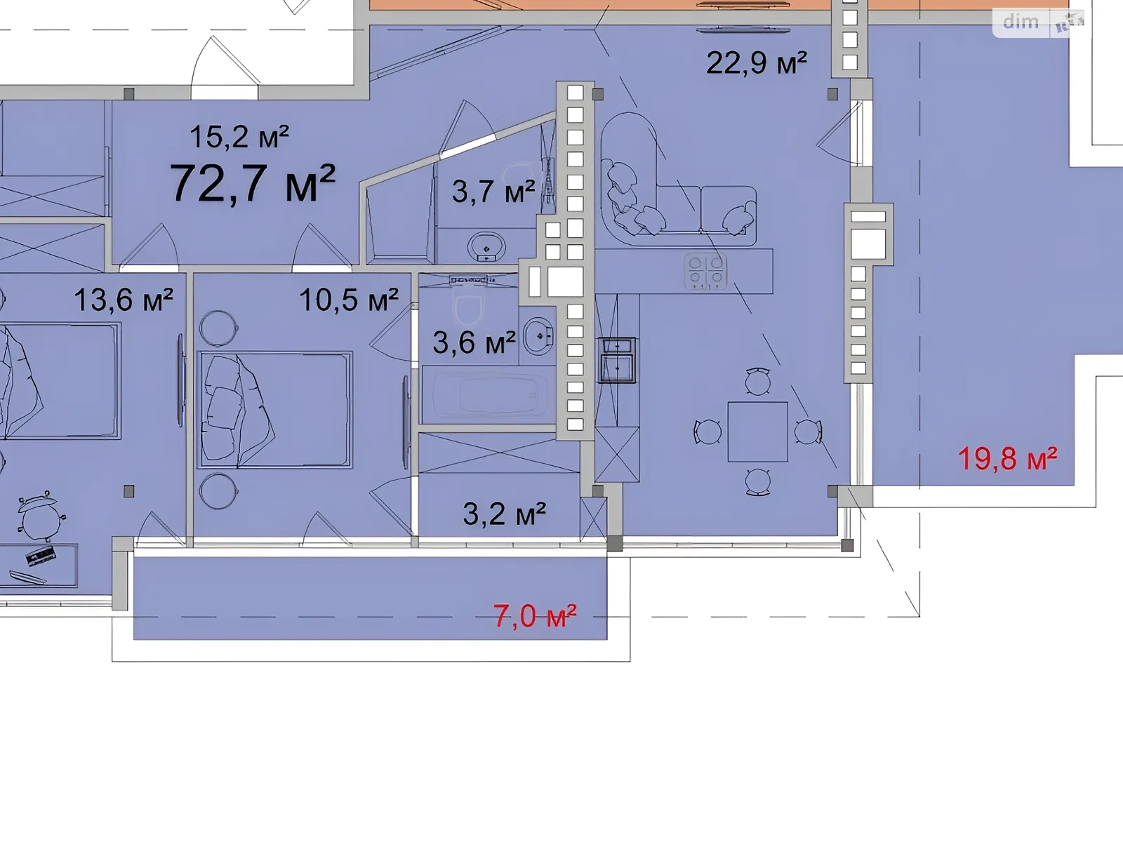 Продается 2-комнатная квартира 99.5 кв. м в Одессе, ул. Космонавтов - фото 1