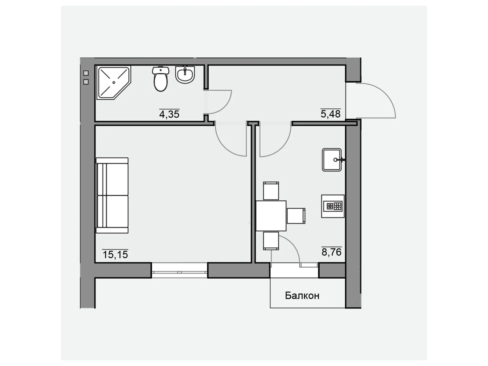 Продается 1-комнатная квартира 34.91 кв. м в Березиной, цена: 25521 $ - фото 1