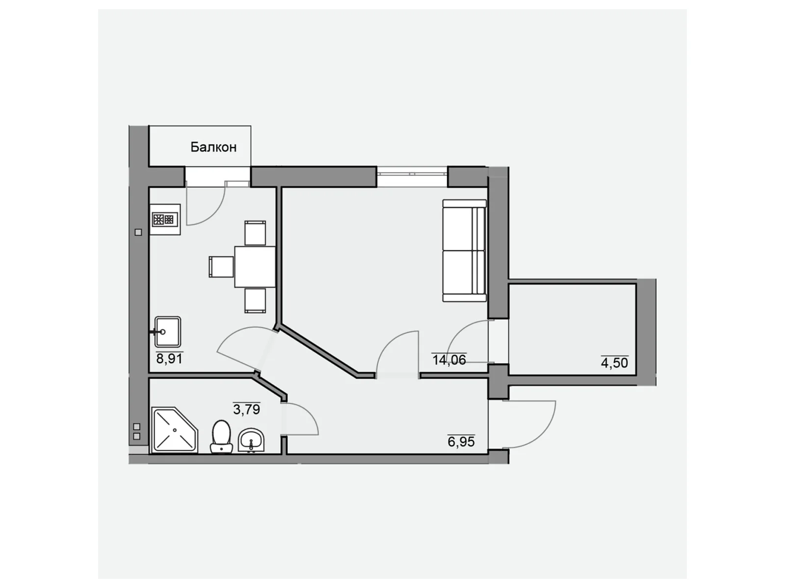 Продается 1-комнатная квартира 39.43 кв. м в Березиной, цена: 28826 $ - фото 1