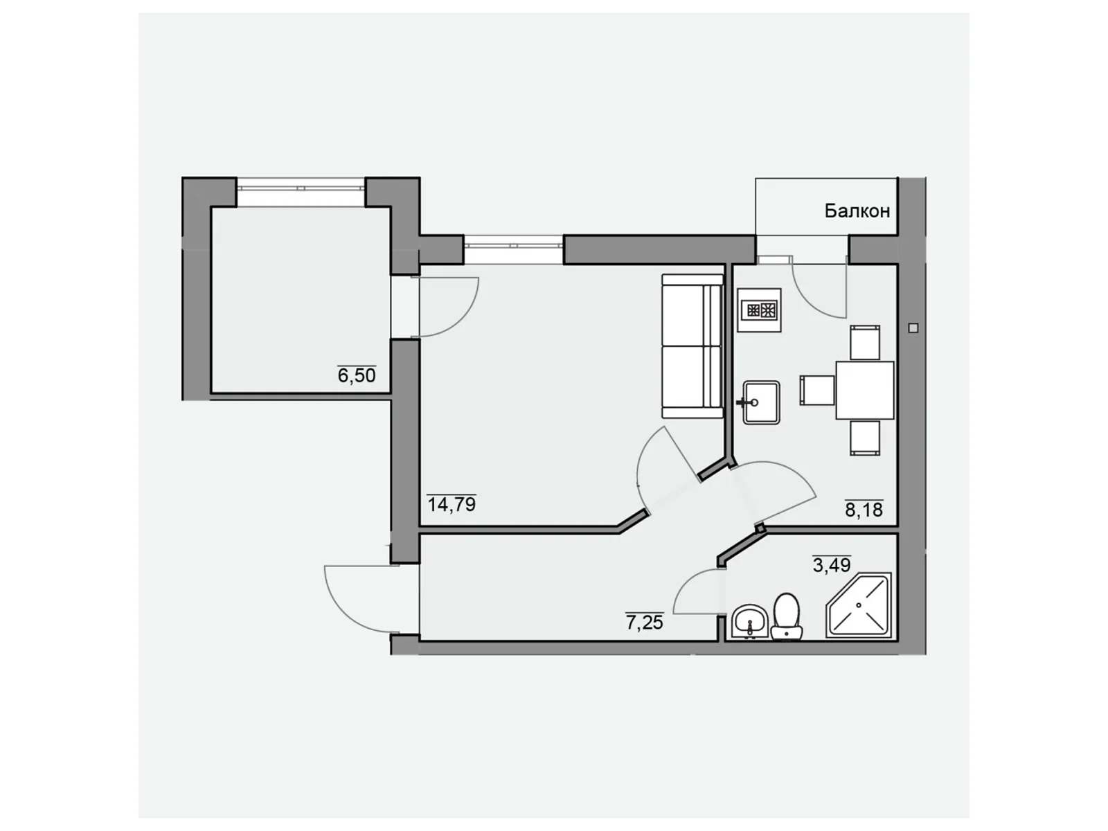 Продается 1-комнатная квартира 41.42 кв. м в Березиной, цена: 30281 $ - фото 1