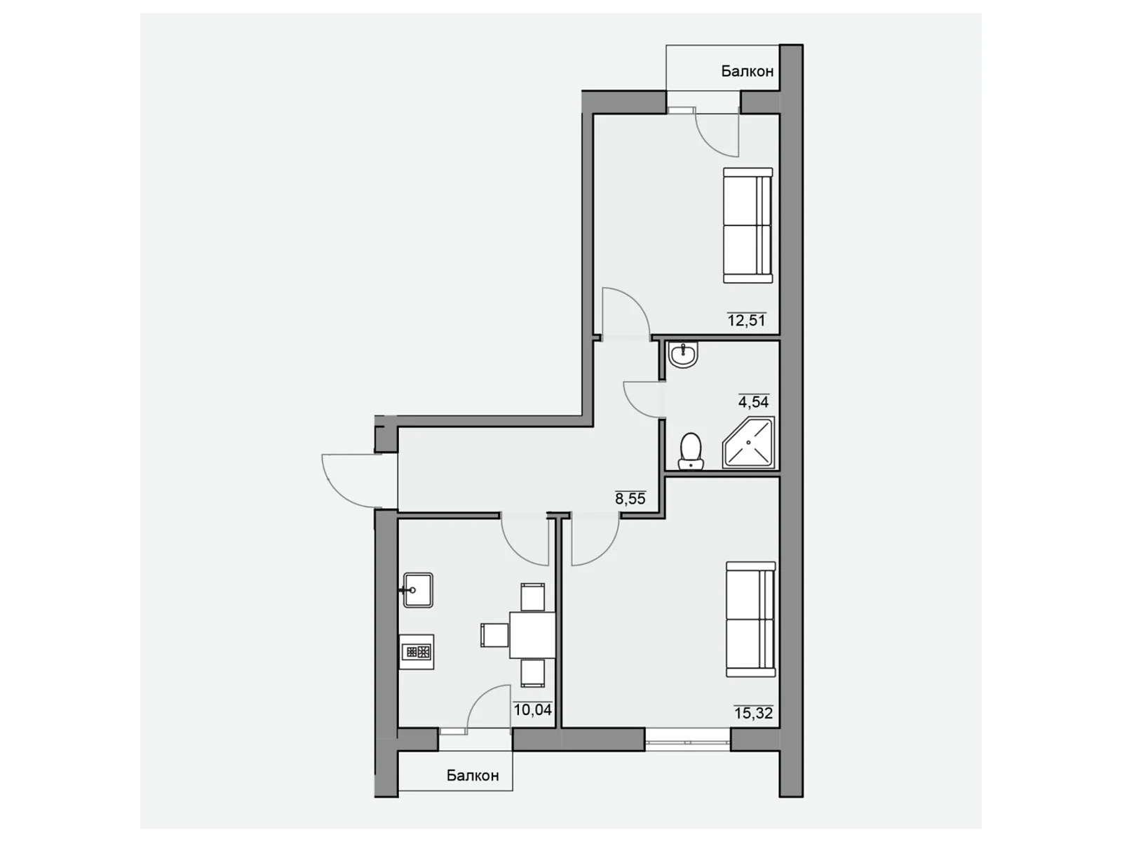 Продается 2-комнатная квартира 52.63 кв. м в Березиной, цена: 38476 $ - фото 1