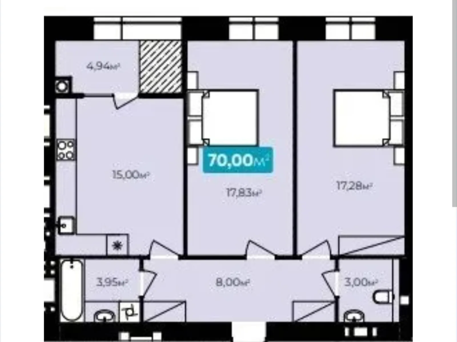 Продается 2-комнатная квартира 70 кв. м в Хмельницком, вул. Нижняя Береговая, 1Б корпус 2 - фото 1