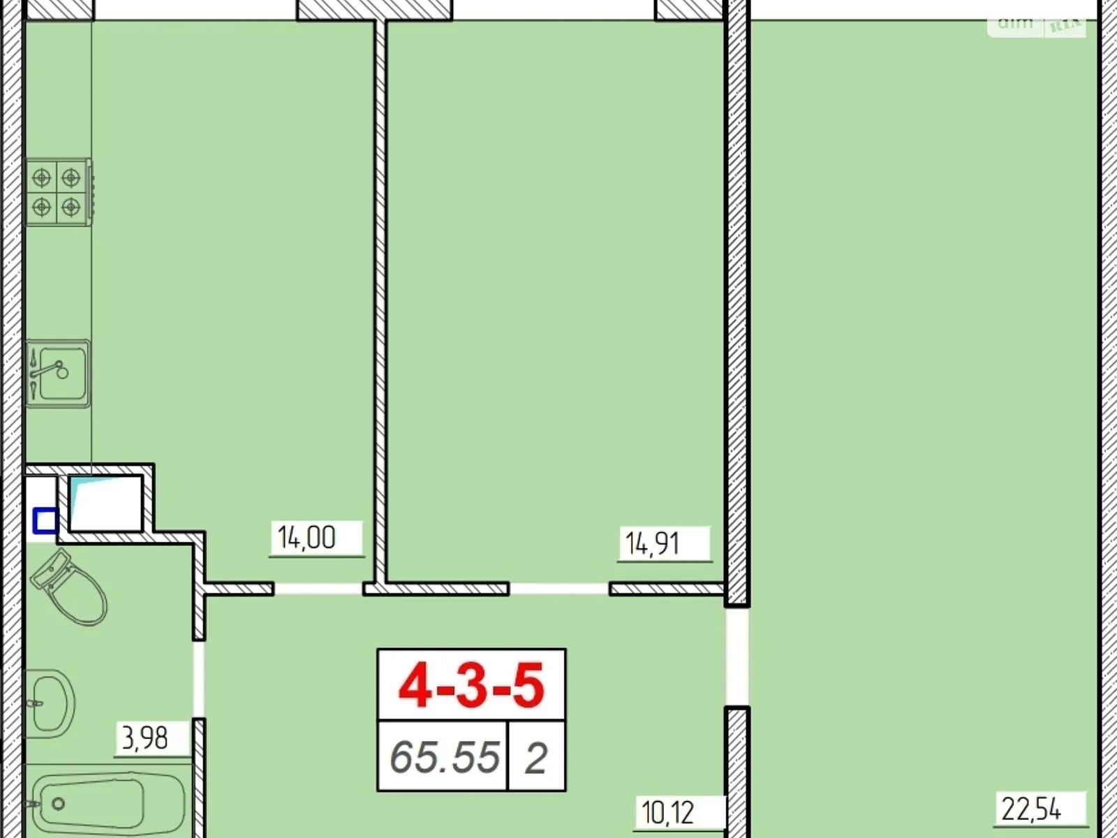 Продается 2-комнатная квартира 65.3 кв. м в Лиманке, ул. Жемчужная, 9 - фото 1