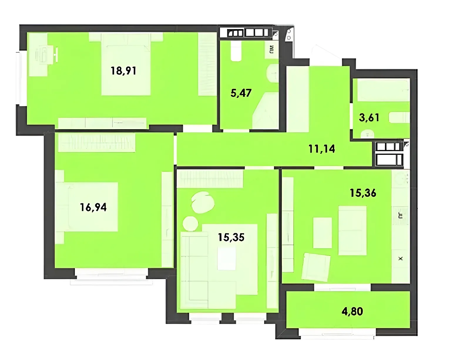 Продается 3-комнатная квартира 92 кв. м в Житомире, пр. Шпаковский - фото 1