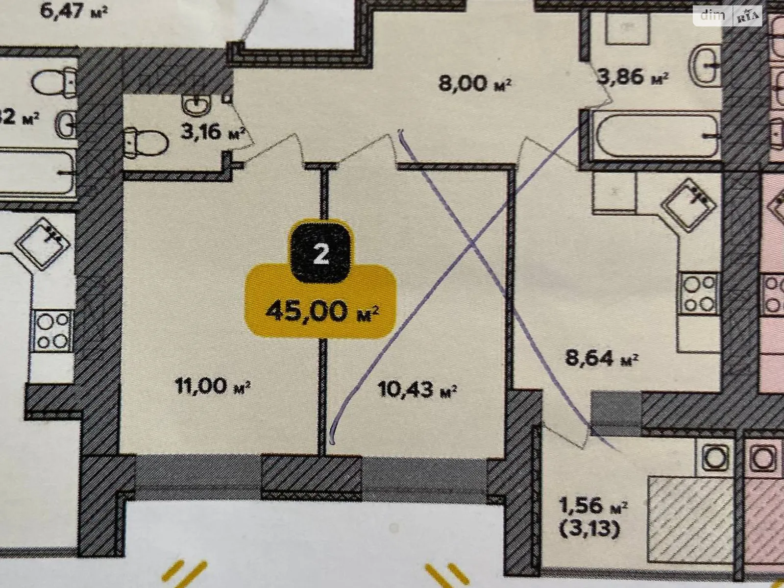 Продается 2-комнатная квартира 48.1 кв. м в Хмельницком, цена: 36500 $ - фото 1