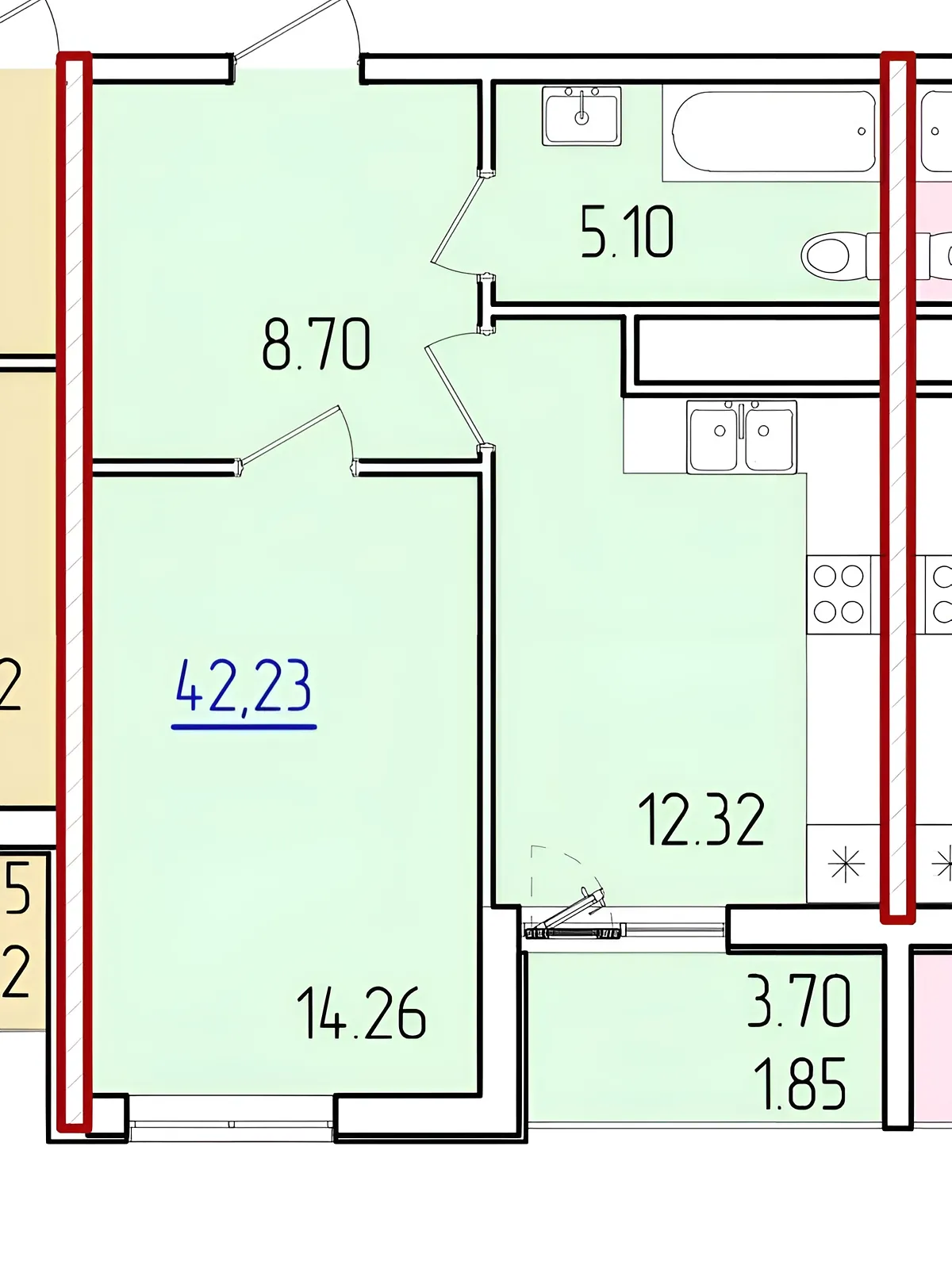 Продается 1-комнатная квартира 42.23 кв. м в Одессе - фото 2