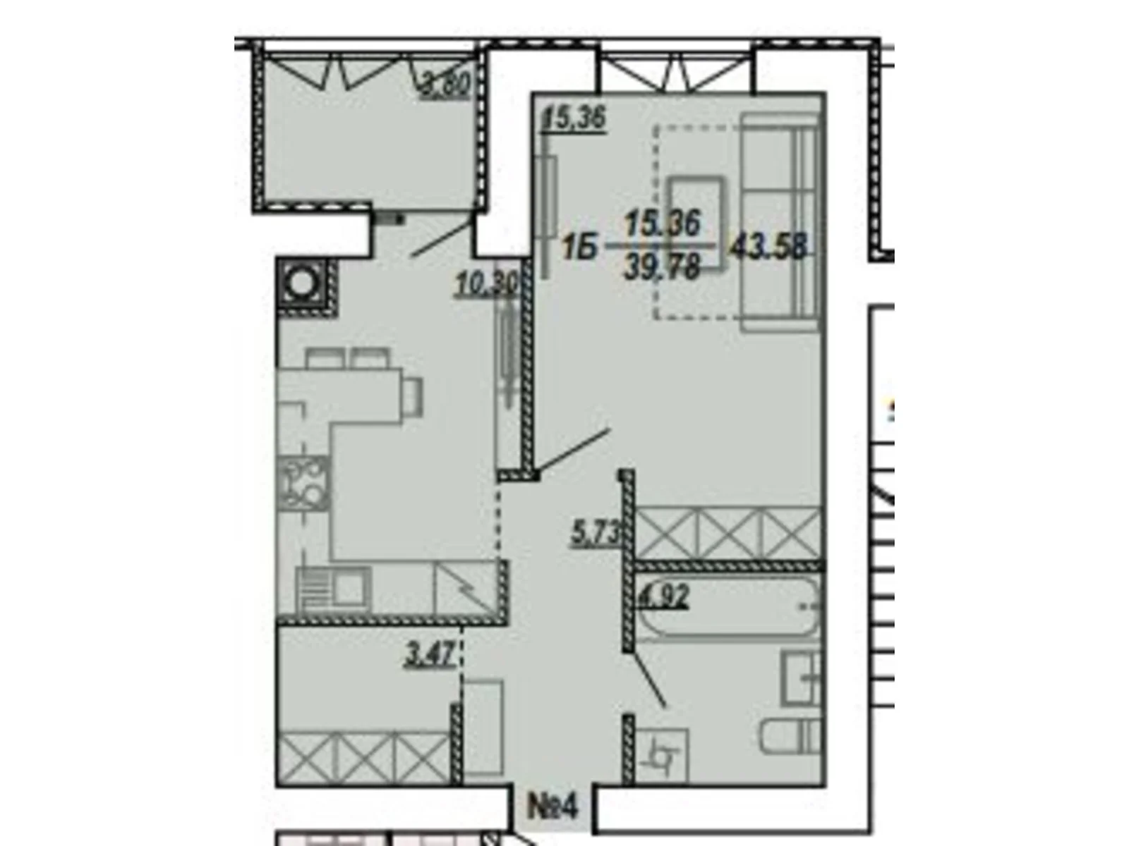 1-кімнатна квартира 41.2 кв. м у Тернополі, вул. Текстильна, 21 - фото 1