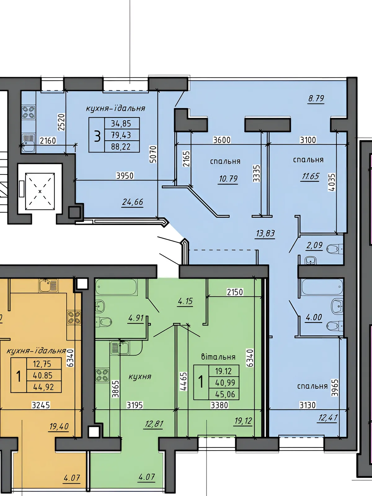 3-комнатная квартира 88.22 кв. м в Тернополе - фото 2