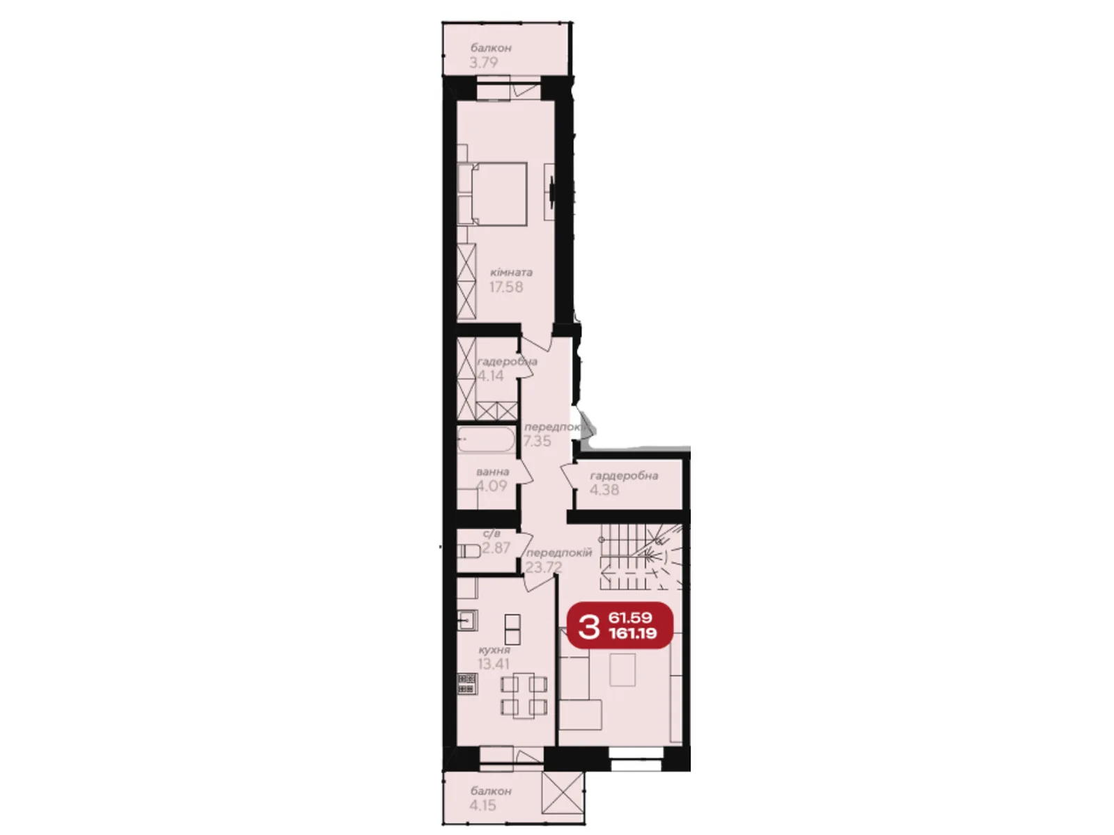 Продается 4-комнатная квартира 161.19 кв. м в Полтаве, ул. Великотырновская - фото 1