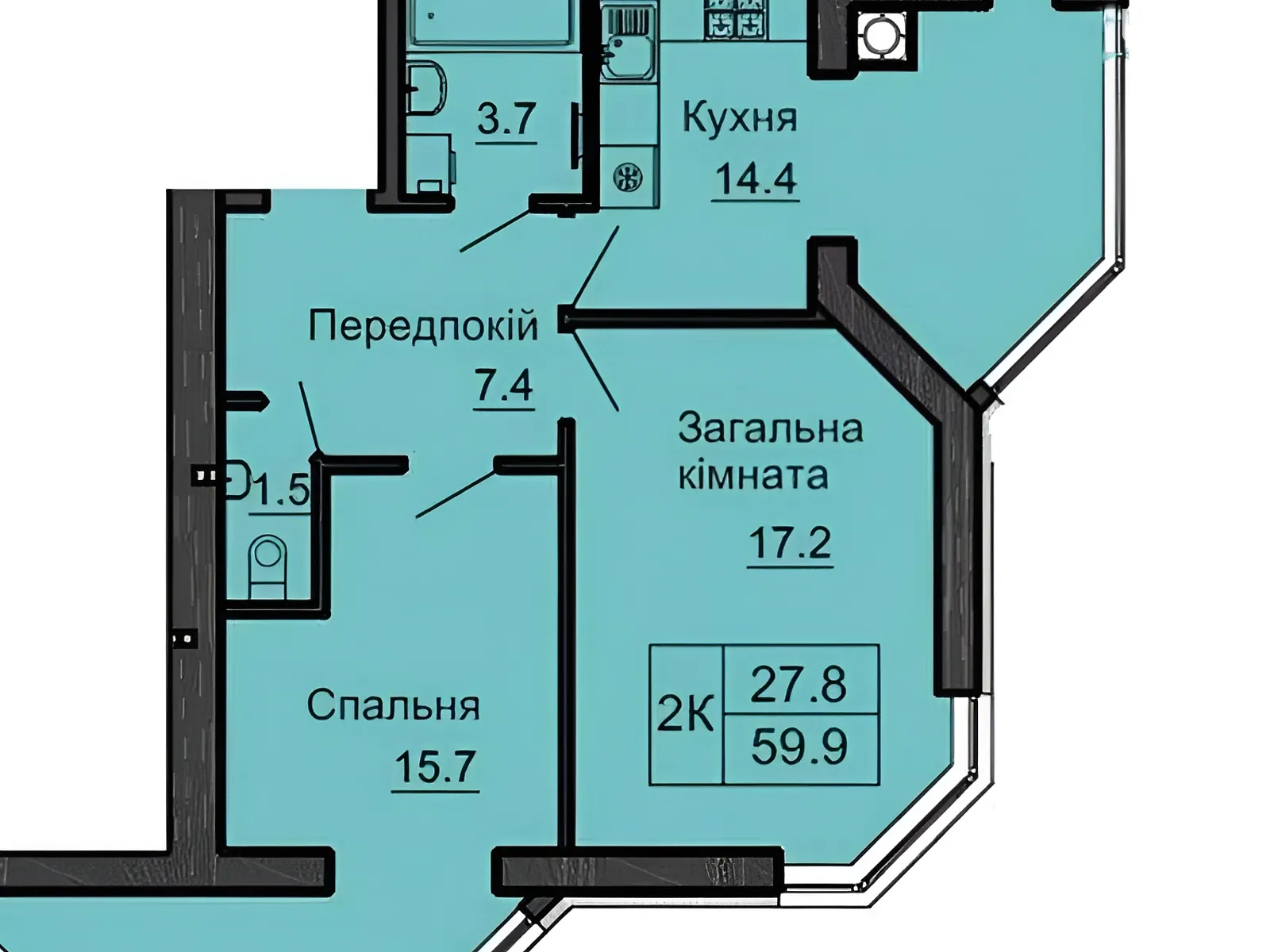 Продается 2-комнатная квартира 62 кв. м в Софиевской Борщаговке, ул. Счастливая, 52 - фото 1