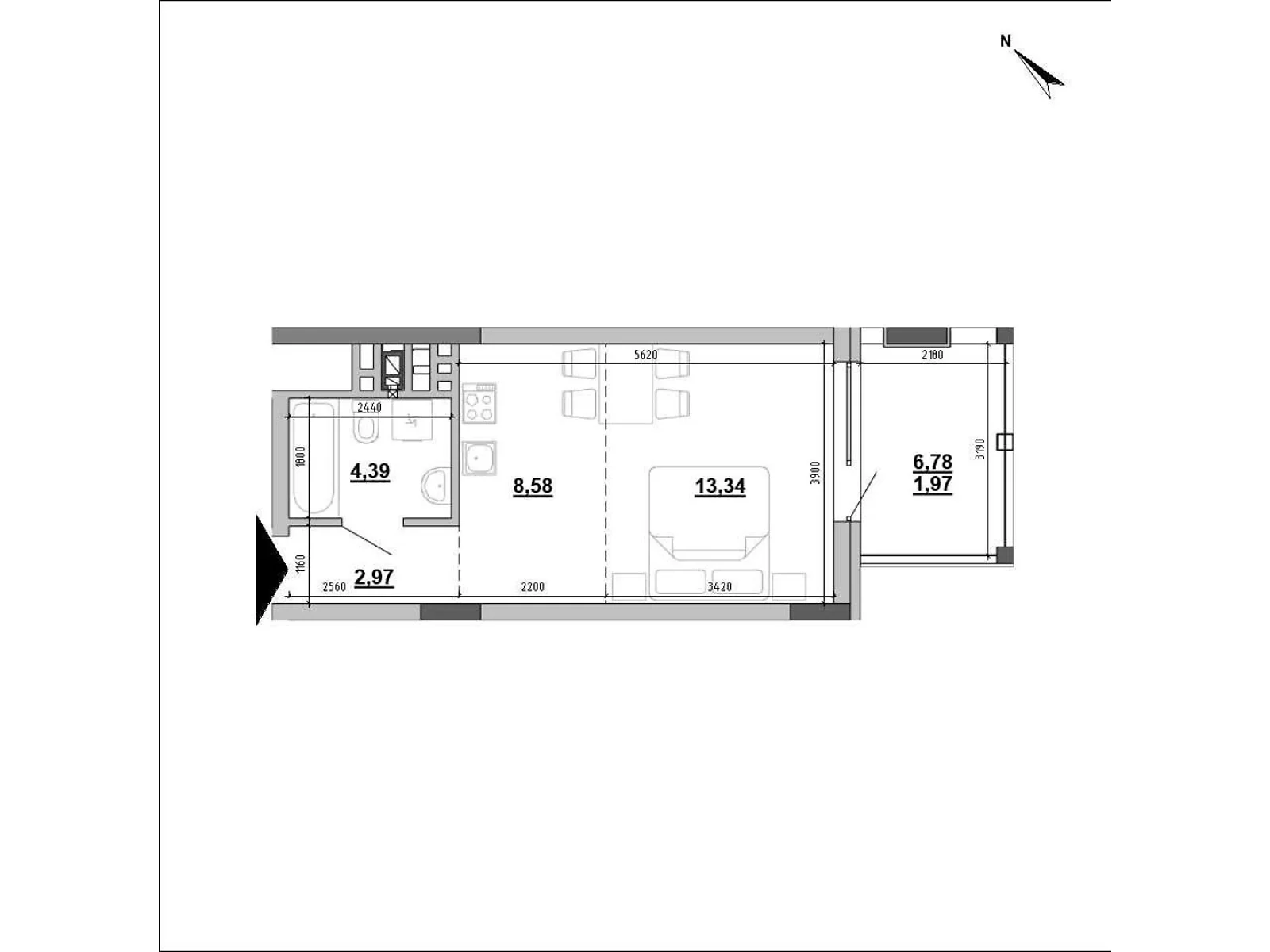 Продается 1-комнатная квартира 30.4 кв. м в Львове, ул. Мучная, 32 - фото 1