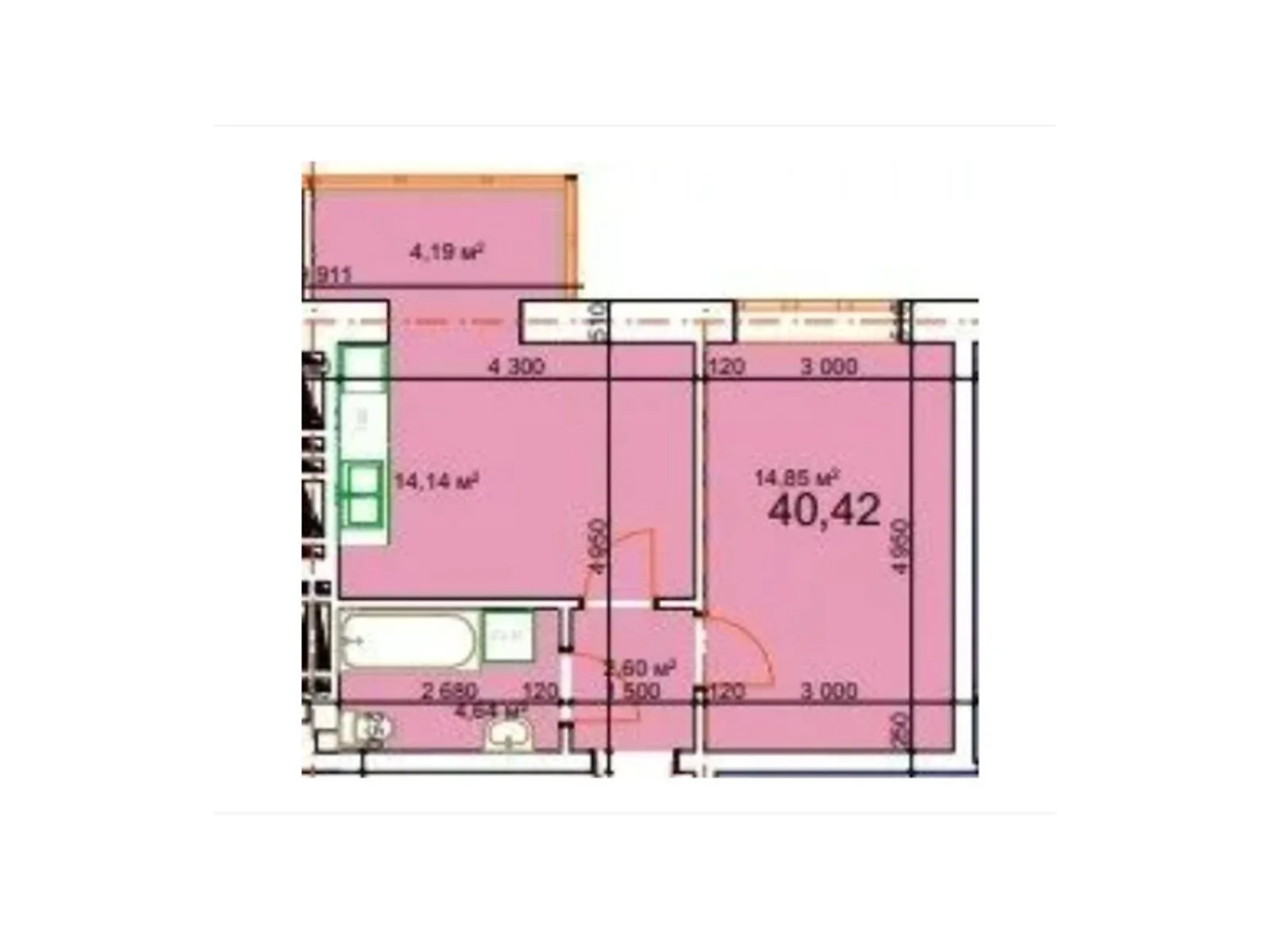 Продается 1-комнатная квартира 40.42 кв. м в Калуше - фото 1