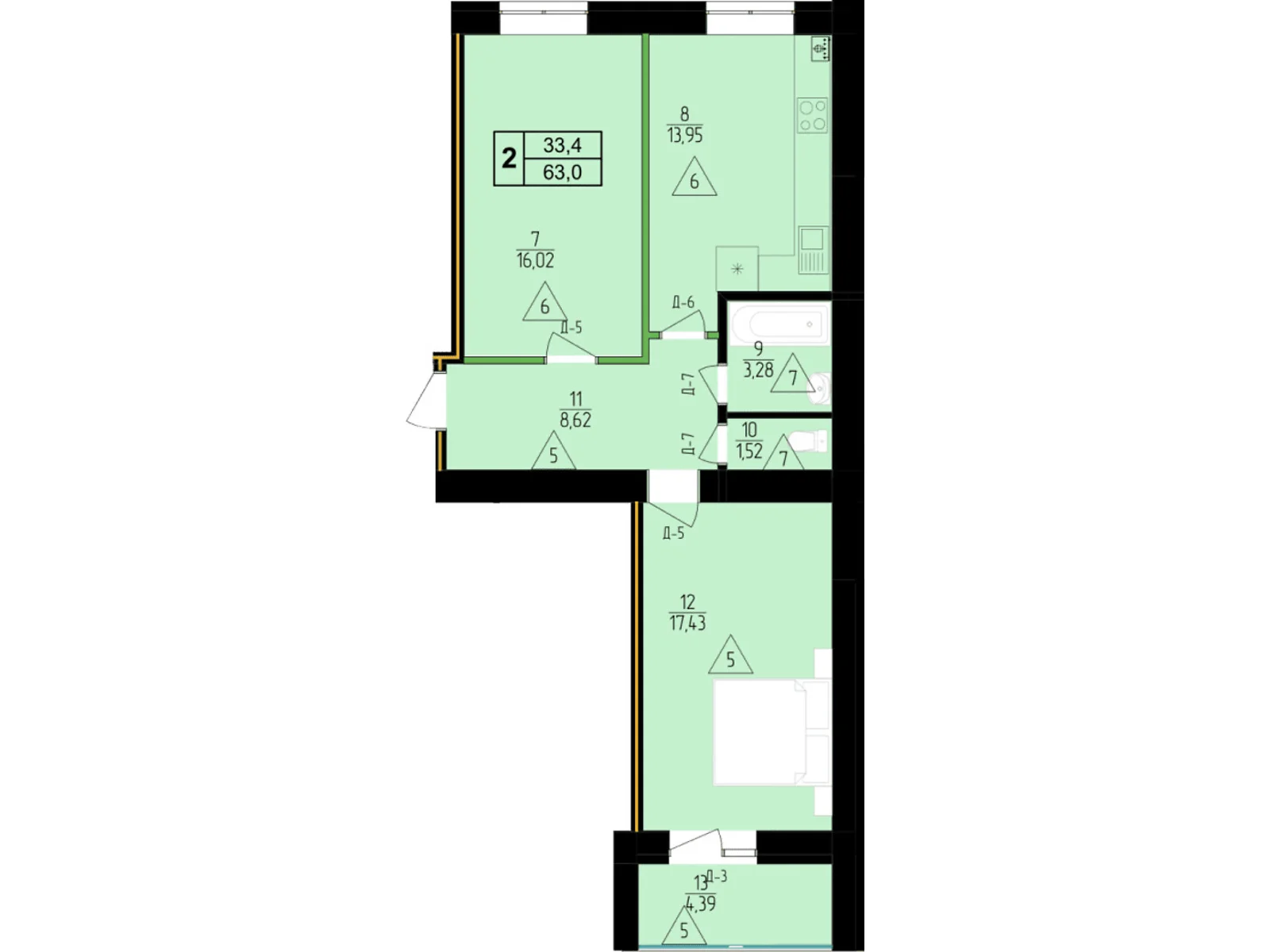 Продается 2-комнатная квартира 63 кв. м в Мукачеве, ул. Илоны Зрини - фото 1