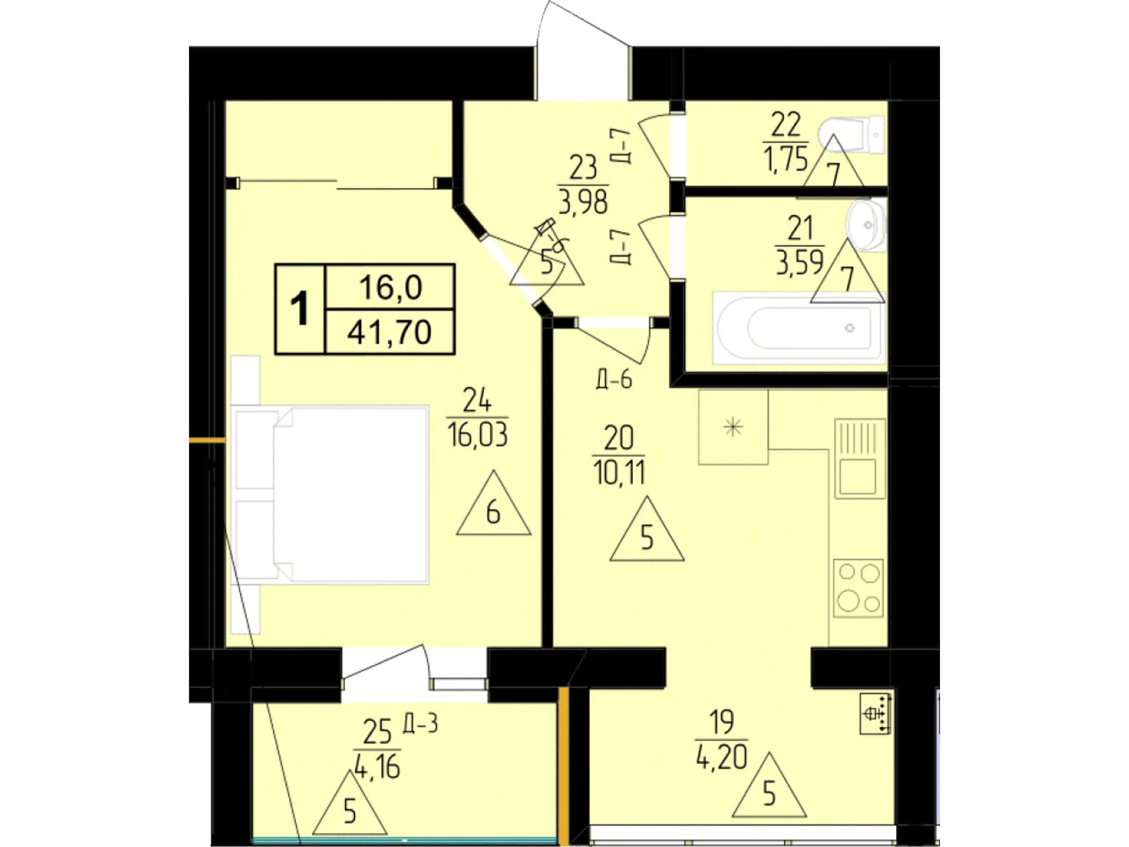 Продается 1-комнатная квартира 41.7 кв. м в Мукачеве, ул. Илоны Зрини - фото 1