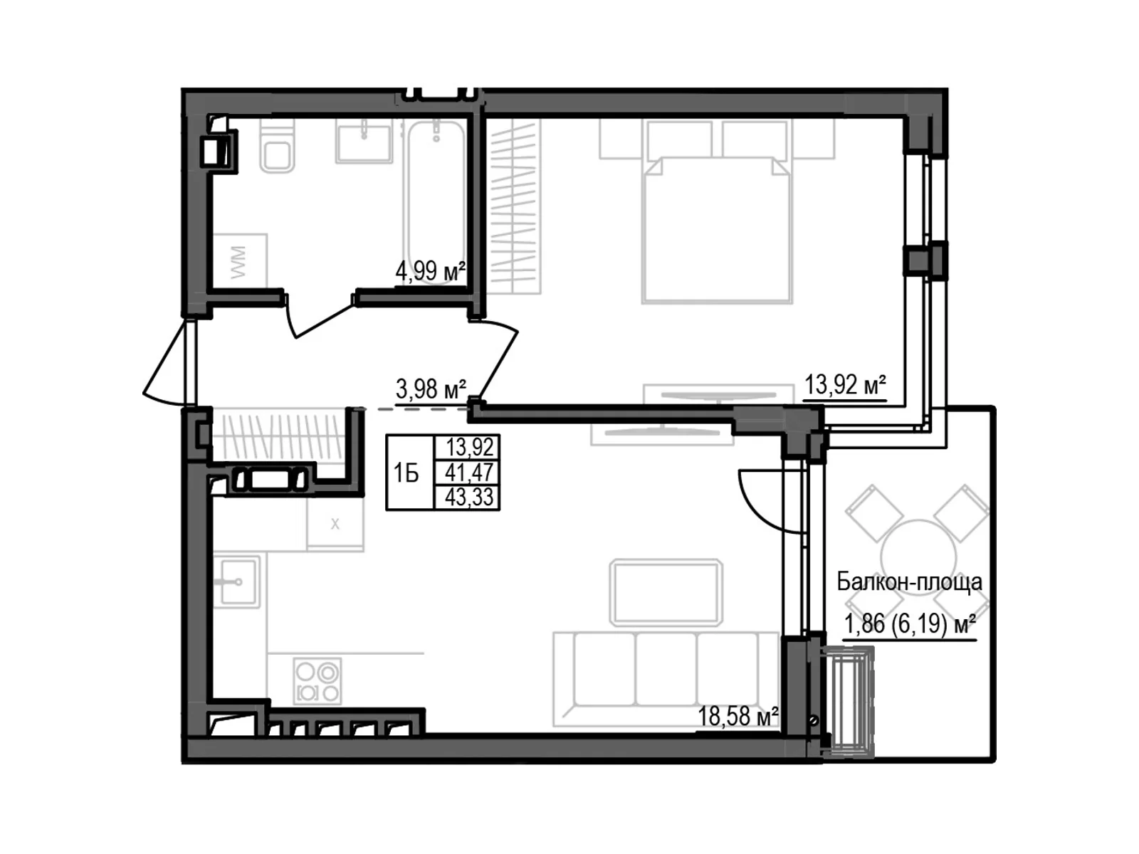 Продается 1-комнатная квартира 43.26 кв. м в Кропивницком, ул. Яновского - фото 1