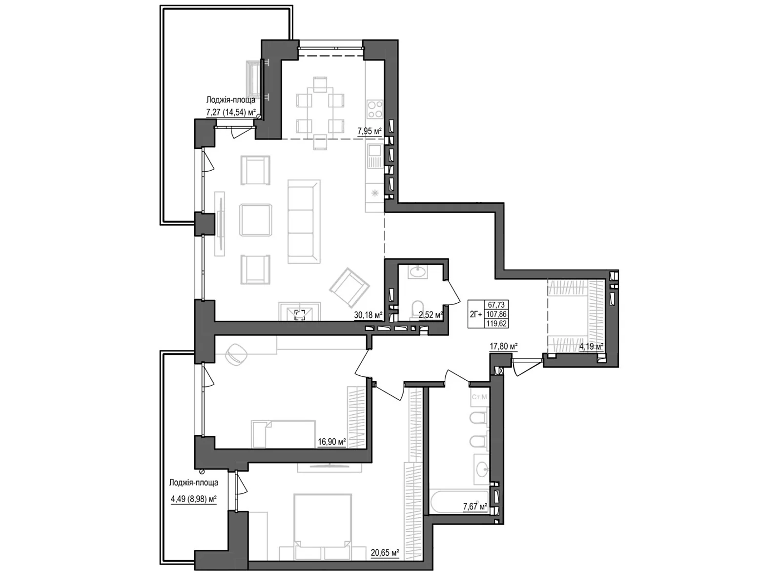 Продается 3-комнатная квартира 119.62 кв. м в Кропивницком, ул. Яновского - фото 1
