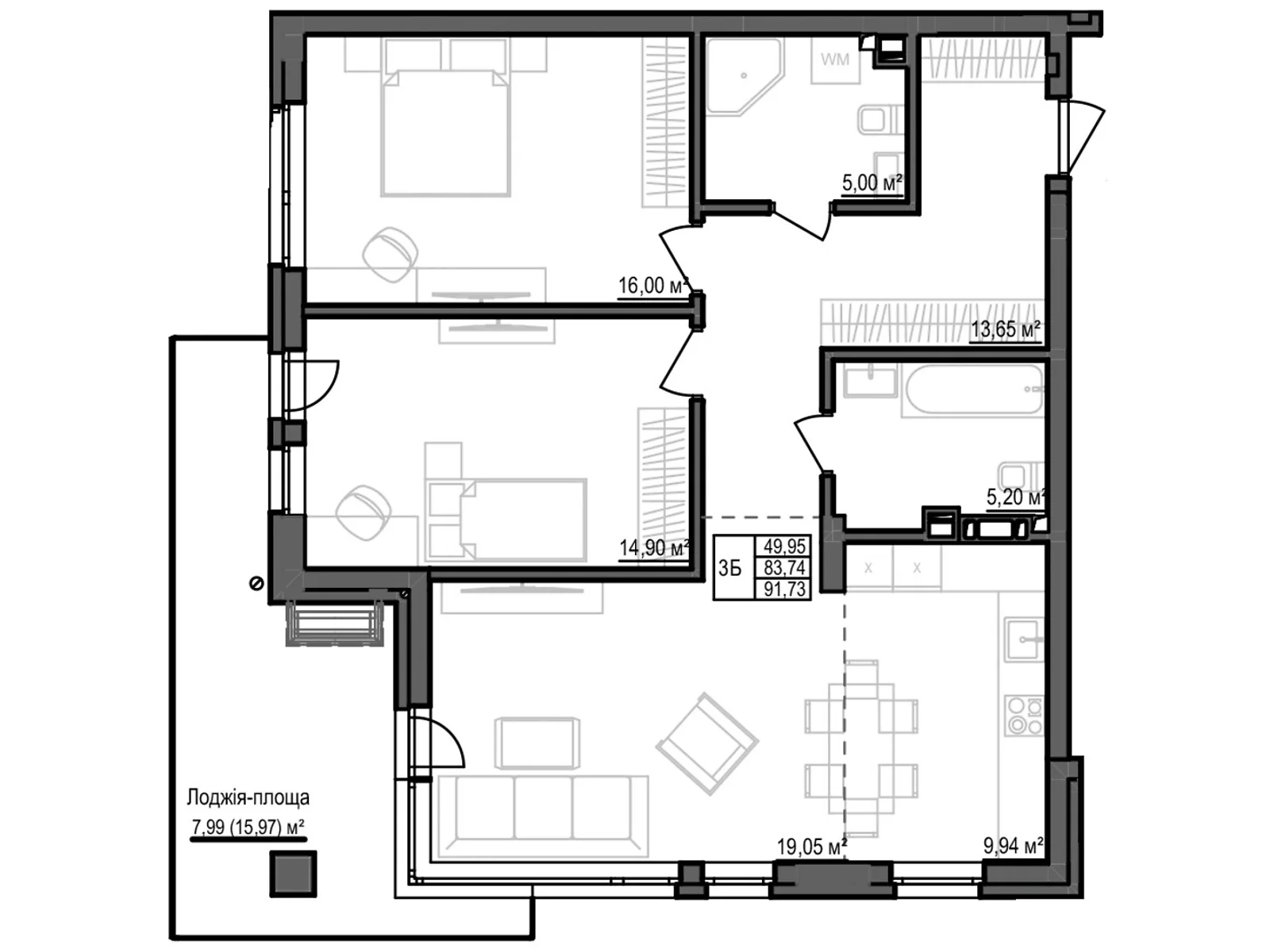 Продается 3-комнатная квартира 91.73 кв. м в Кропивницком, ул. Яновского - фото 1